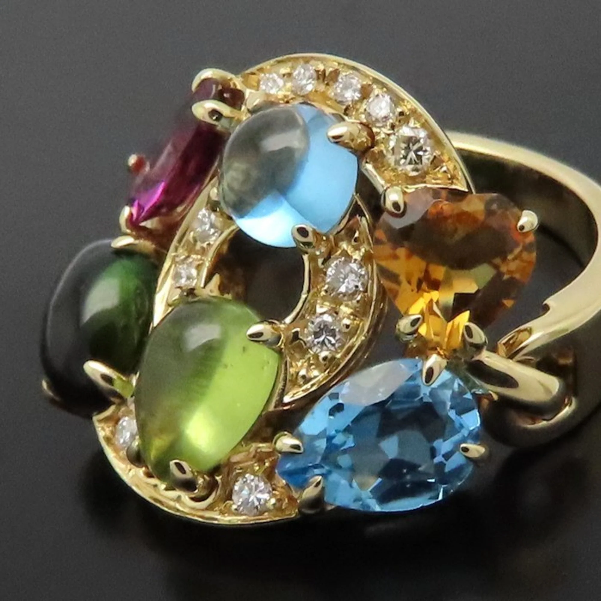 Ring 18K Yellow Gold with Rhinestone - Image 6