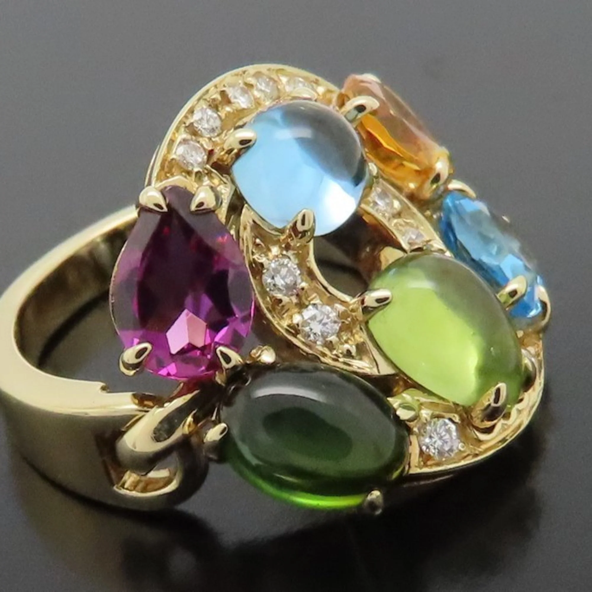 Ring 18K Yellow Gold with Rhinestone - Image 8