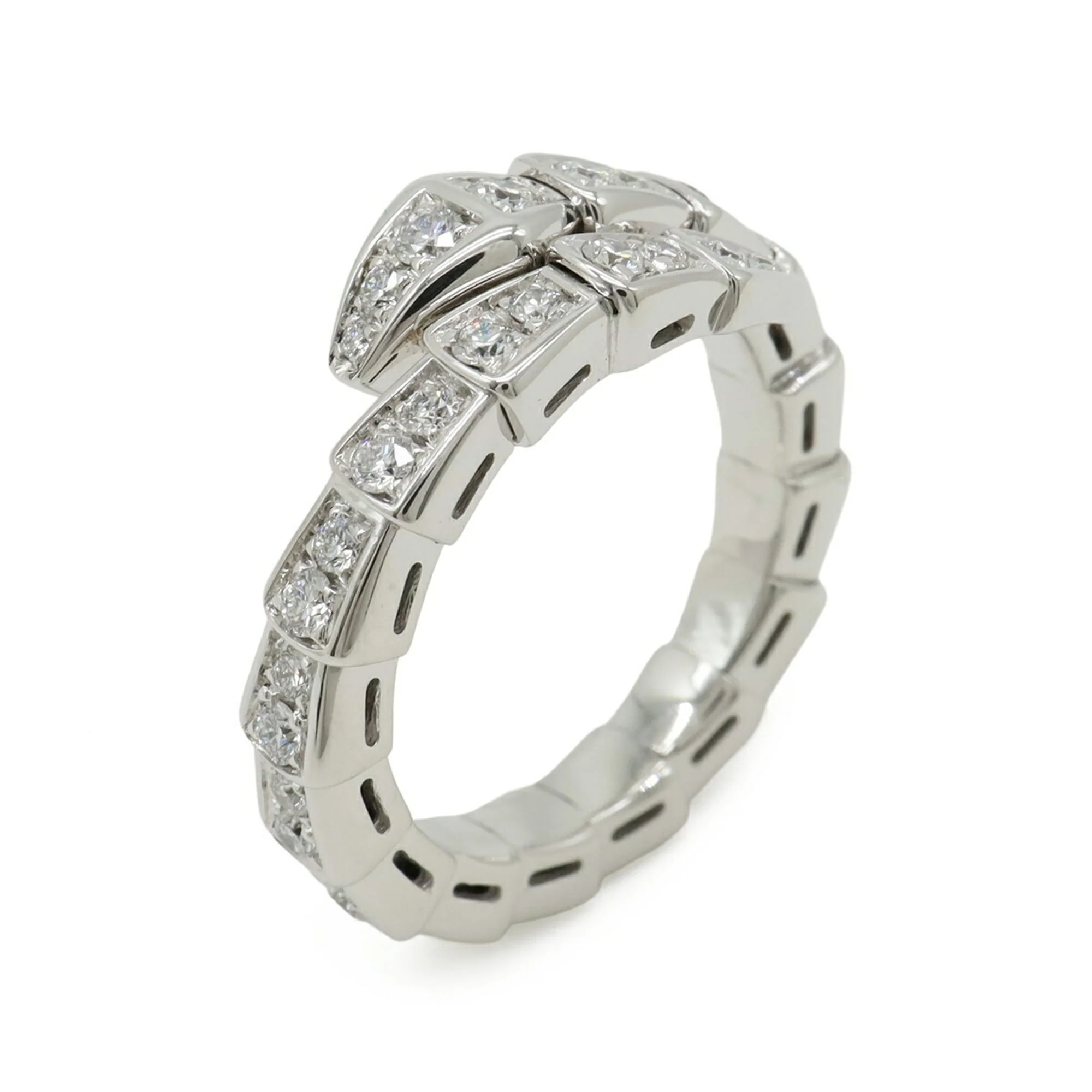 Serpenti Viper One-Coil Ring 18K White Gold with Diamonds