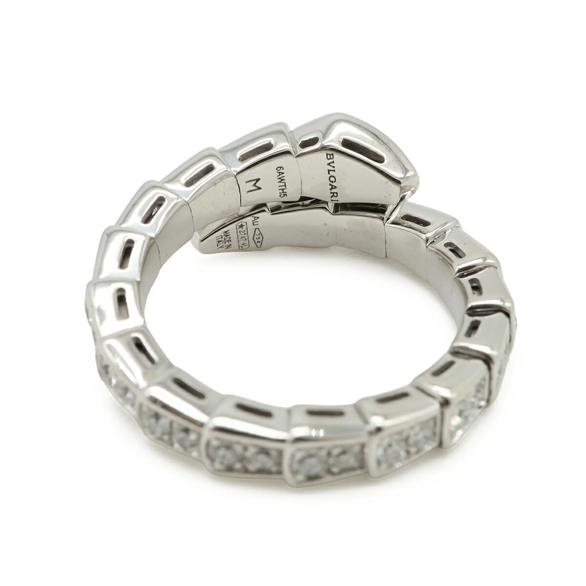 Serpenti Viper One-Coil Ring 18K White Gold with Diamonds - Image 5