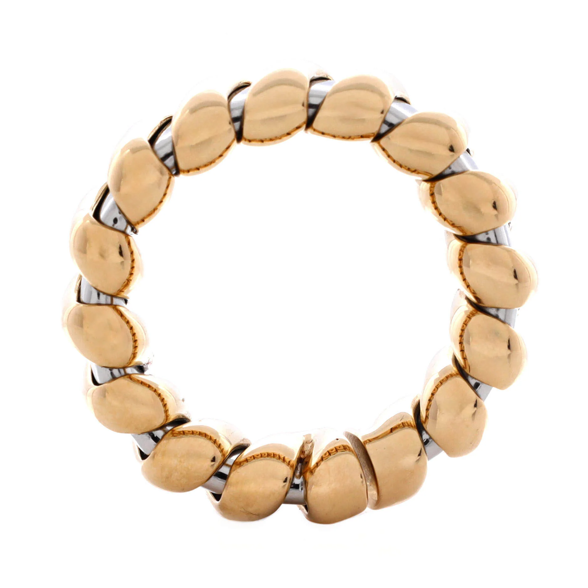 Tubogas Band Ring 18K Yellow Gold and Stainless Steel Wide - Image 3