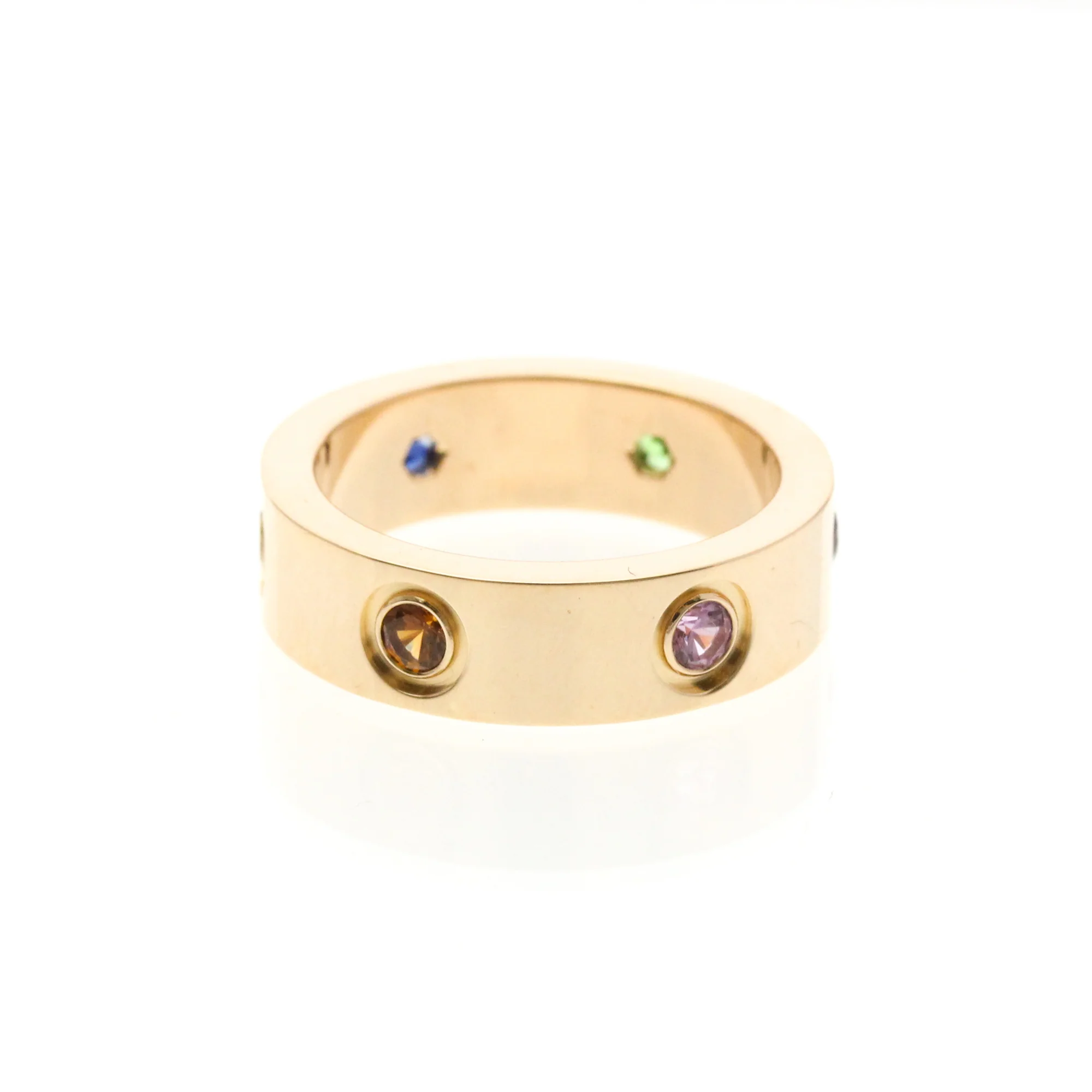 Band Ring 18K Rose Gold with Amethyst and Garnet and Sapphire - Image 2
