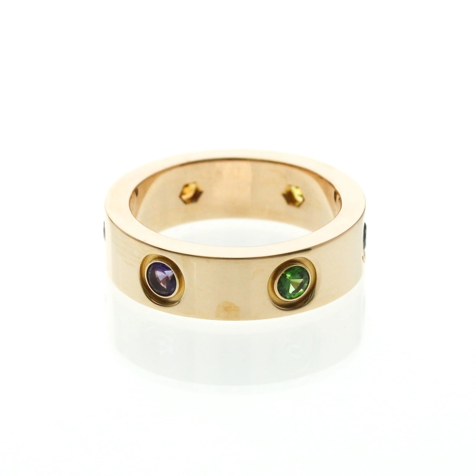 Band Ring 18K Rose Gold with Amethyst Garnet and Sapphire - Image 3