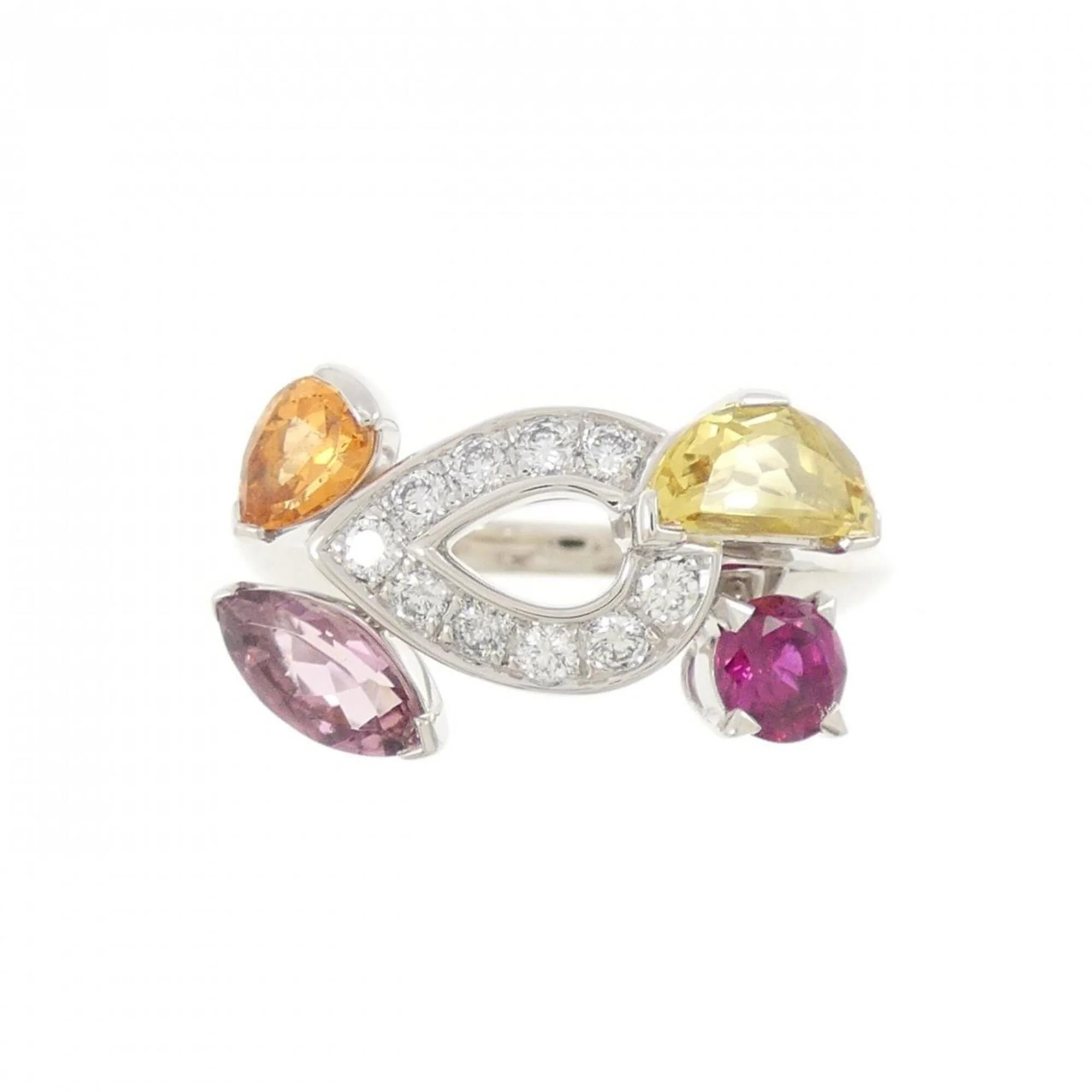 Band Ring 18K White Gold with Colored Gemstone - Image 2