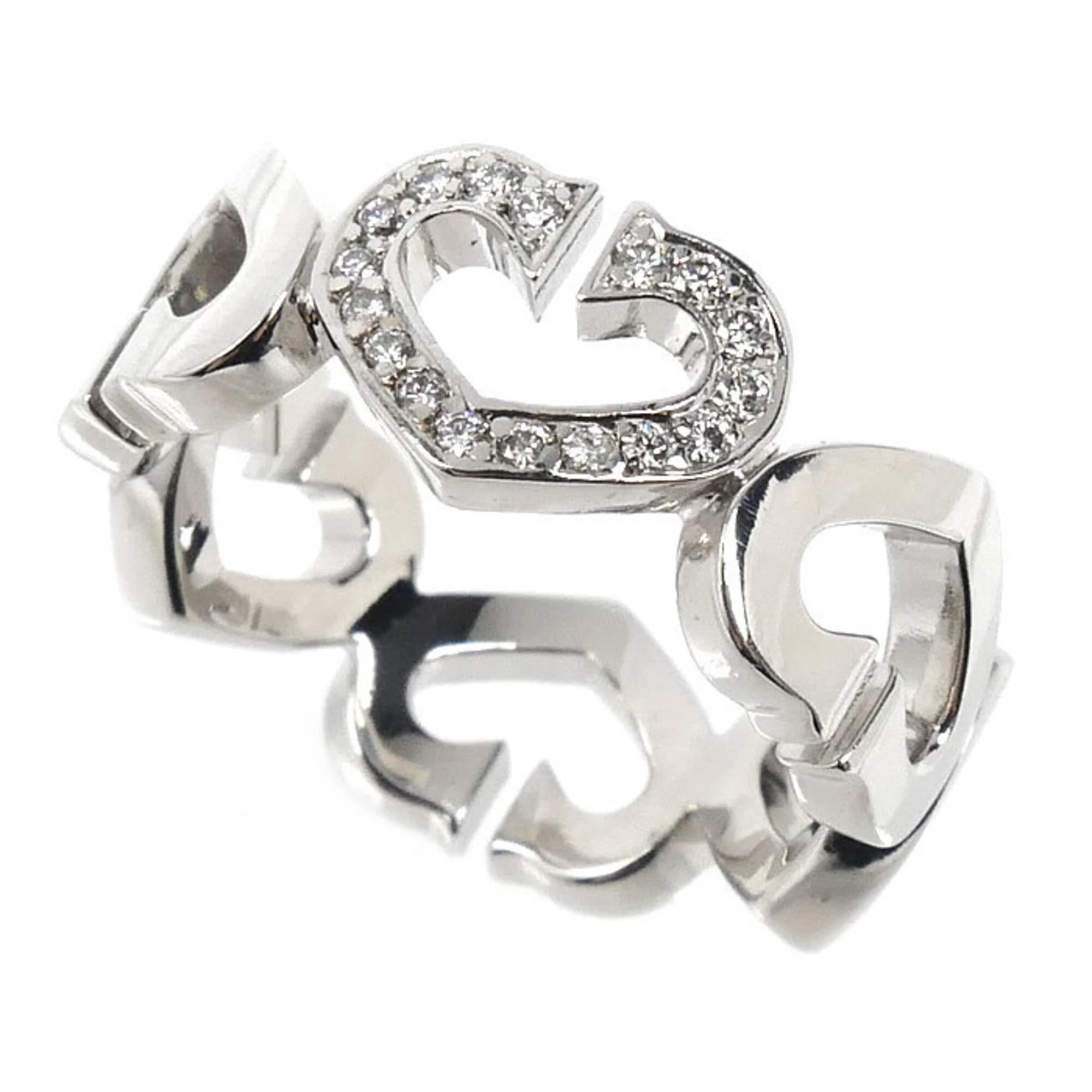 C Heart Ring 18K White Gold with Diamonds