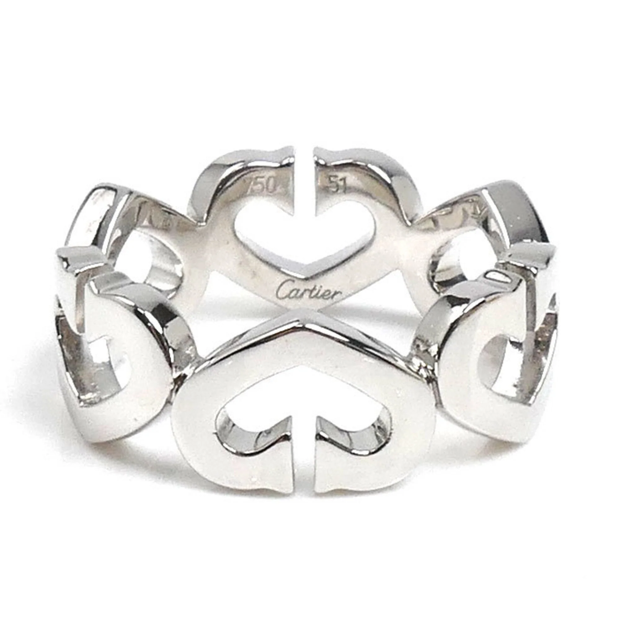 C Heart Ring 18K White Gold with Diamonds - Image 4