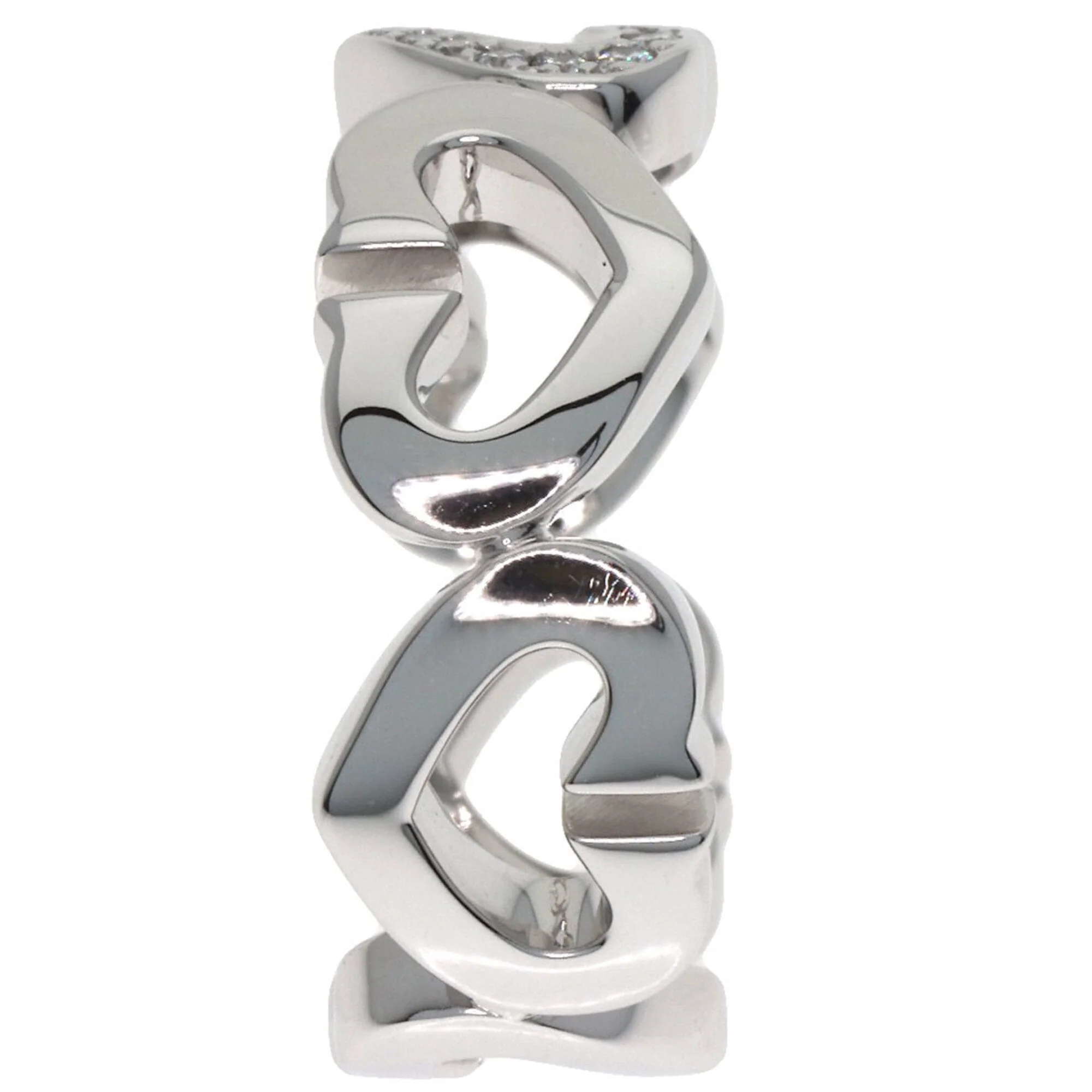 C Heart Ring 18K White Gold with Diamonds - Image 3