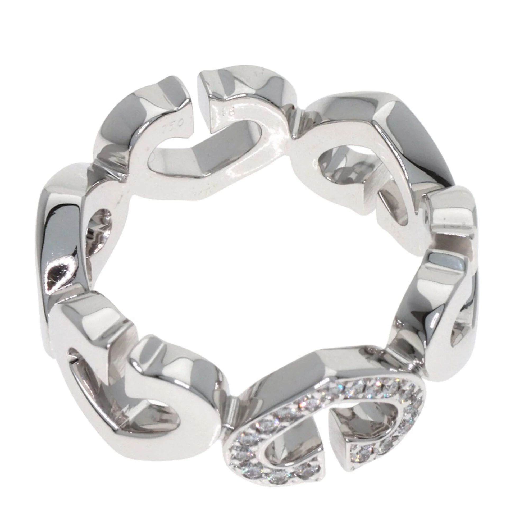 C Heart Ring 18K White Gold with Diamonds - Image 4