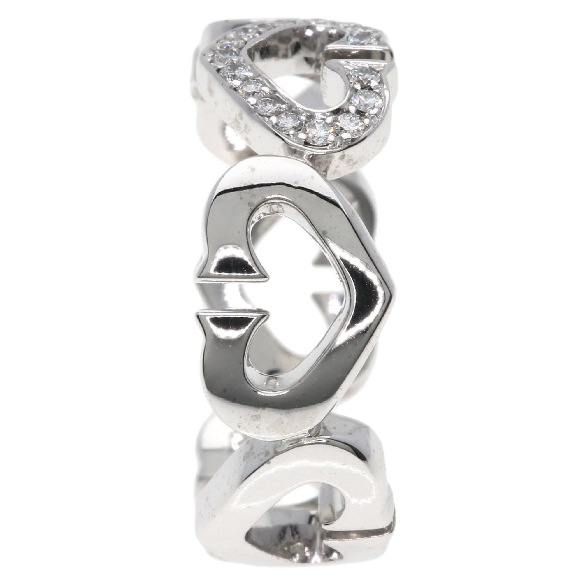 C Heart Ring 18K White Gold with Diamonds - Image 3