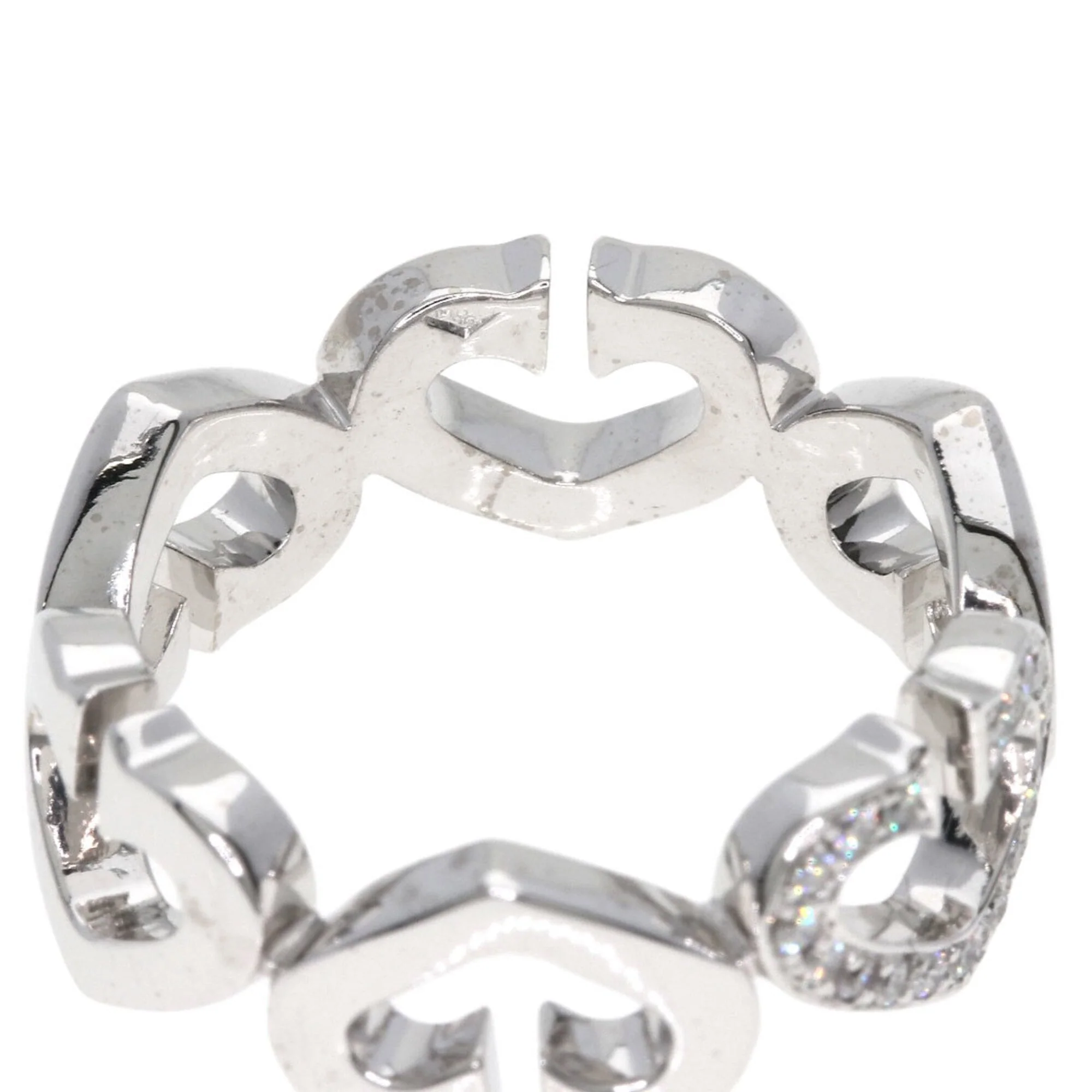 C Heart Ring 18K White Gold with Diamonds - Image 6