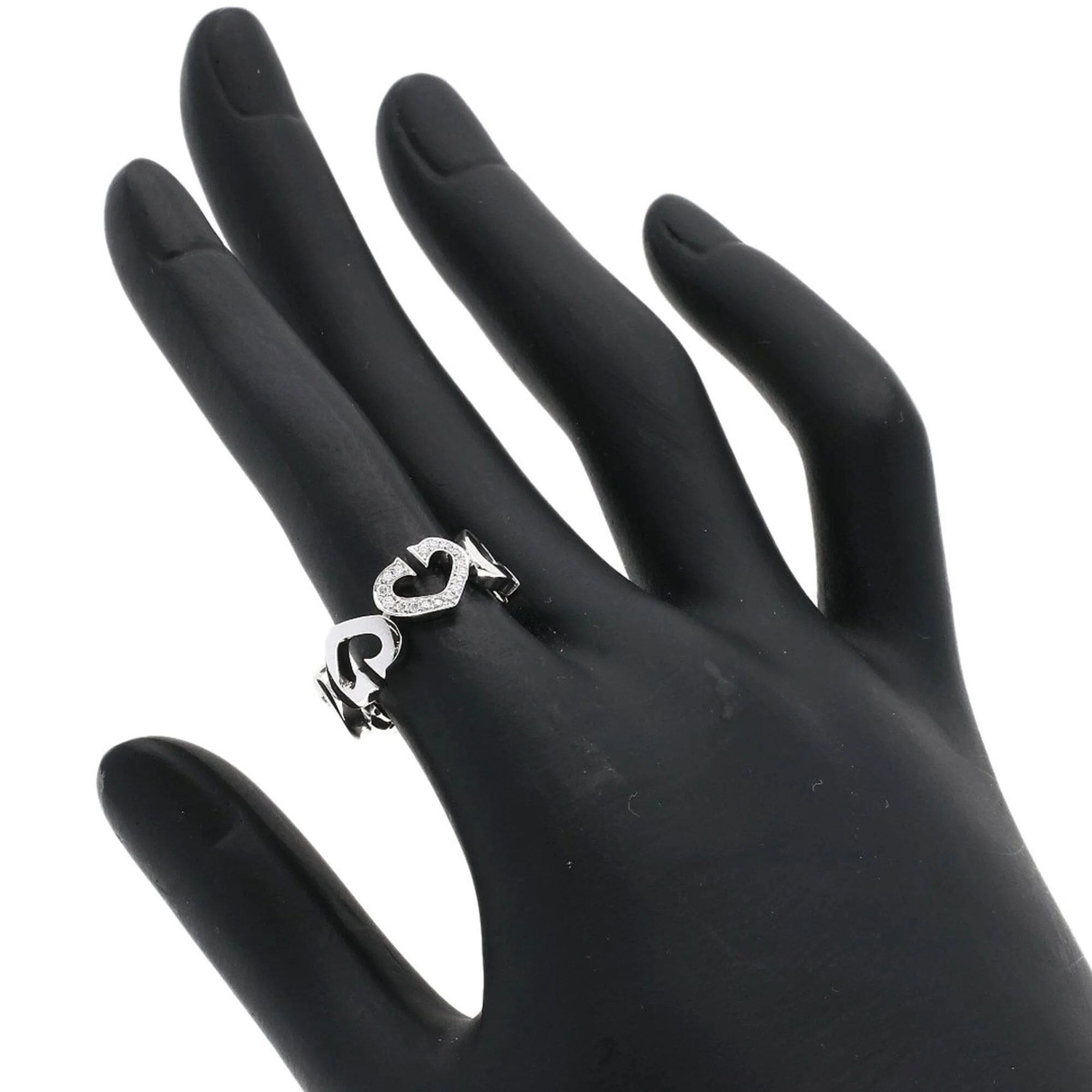 C Heart Ring 18K White Gold with Diamonds - Image 7