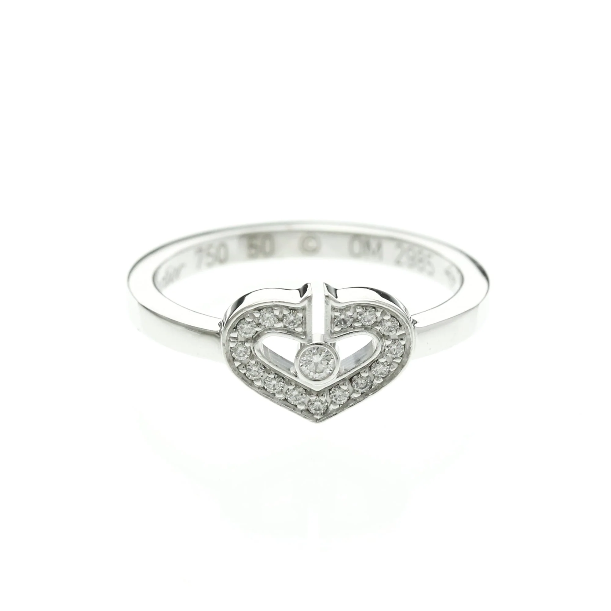 C Heart Ring Sterling Silver and 18K White Gold with Diamonds