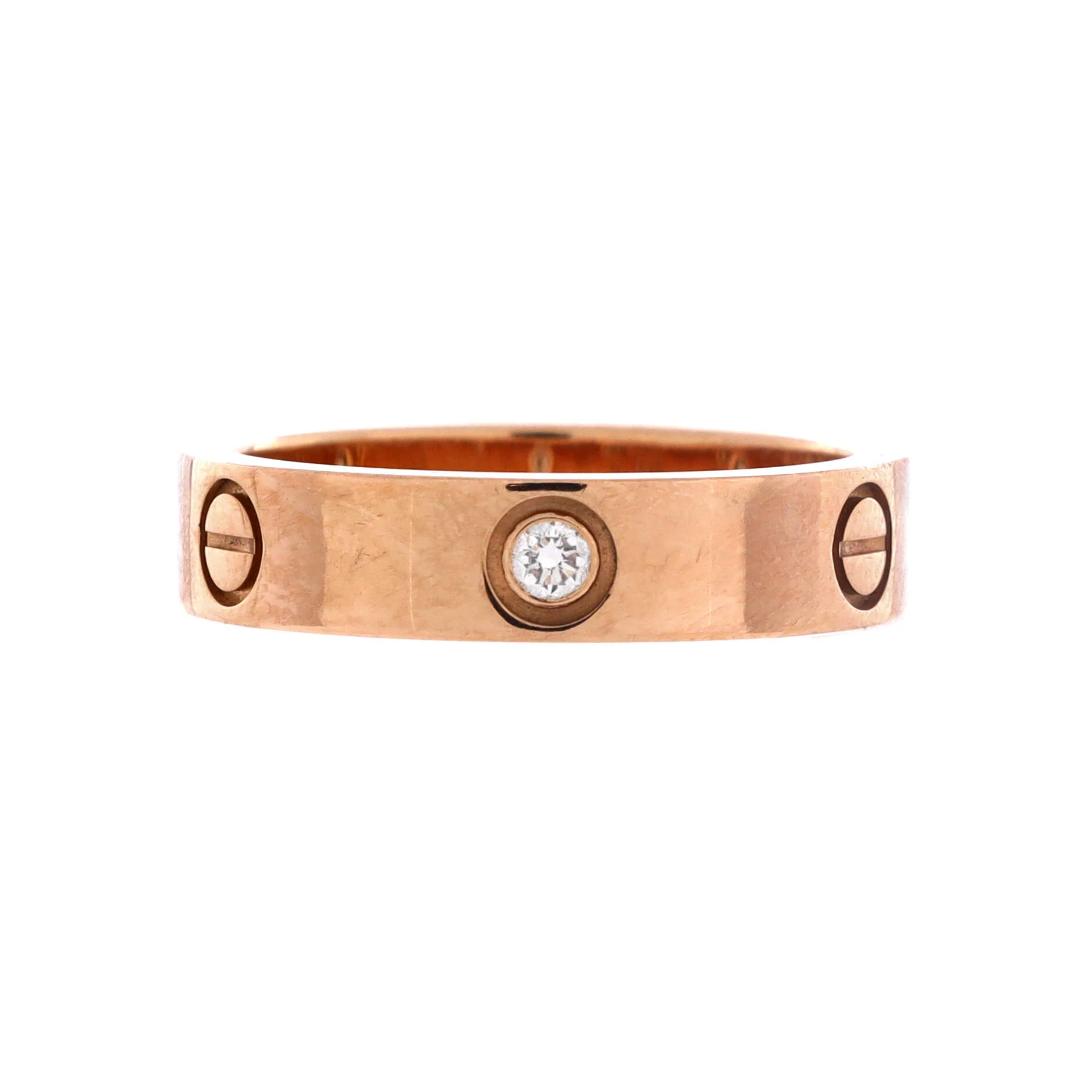Love 3 Diamonds Band Ring 18K Rose Gold with Diamonds