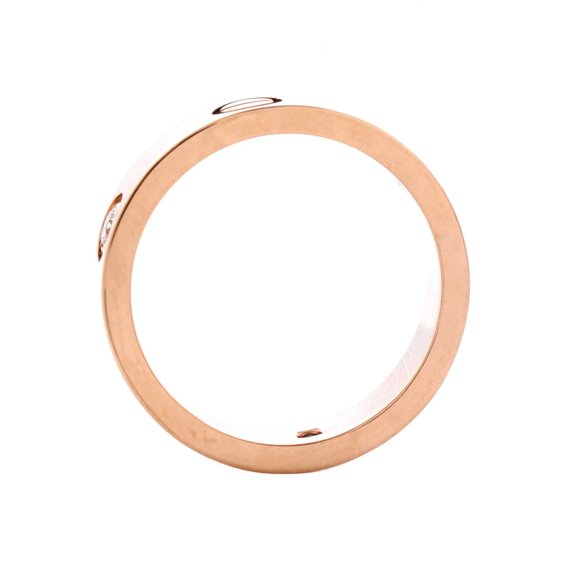 Love 3 Diamonds Band Ring 18K Rose Gold with Diamonds - Image 2