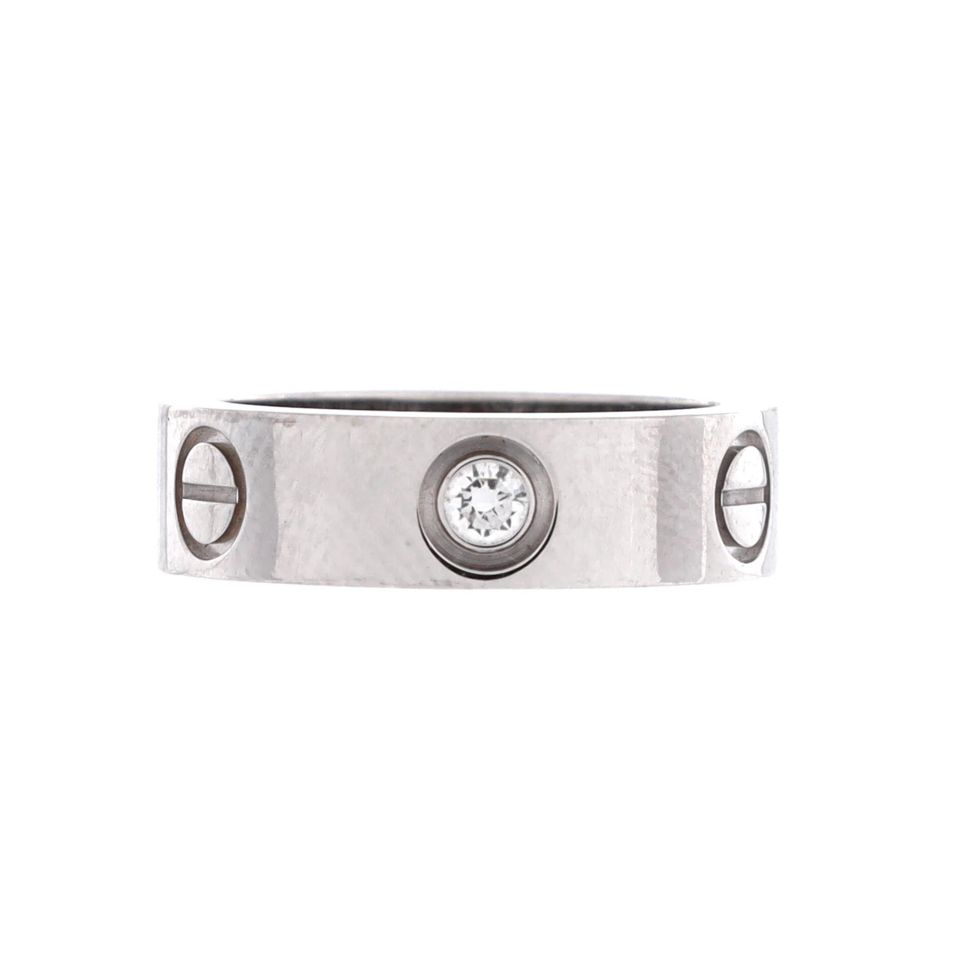 Love 3 Diamonds Band Ring 18K White Gold with Diamond