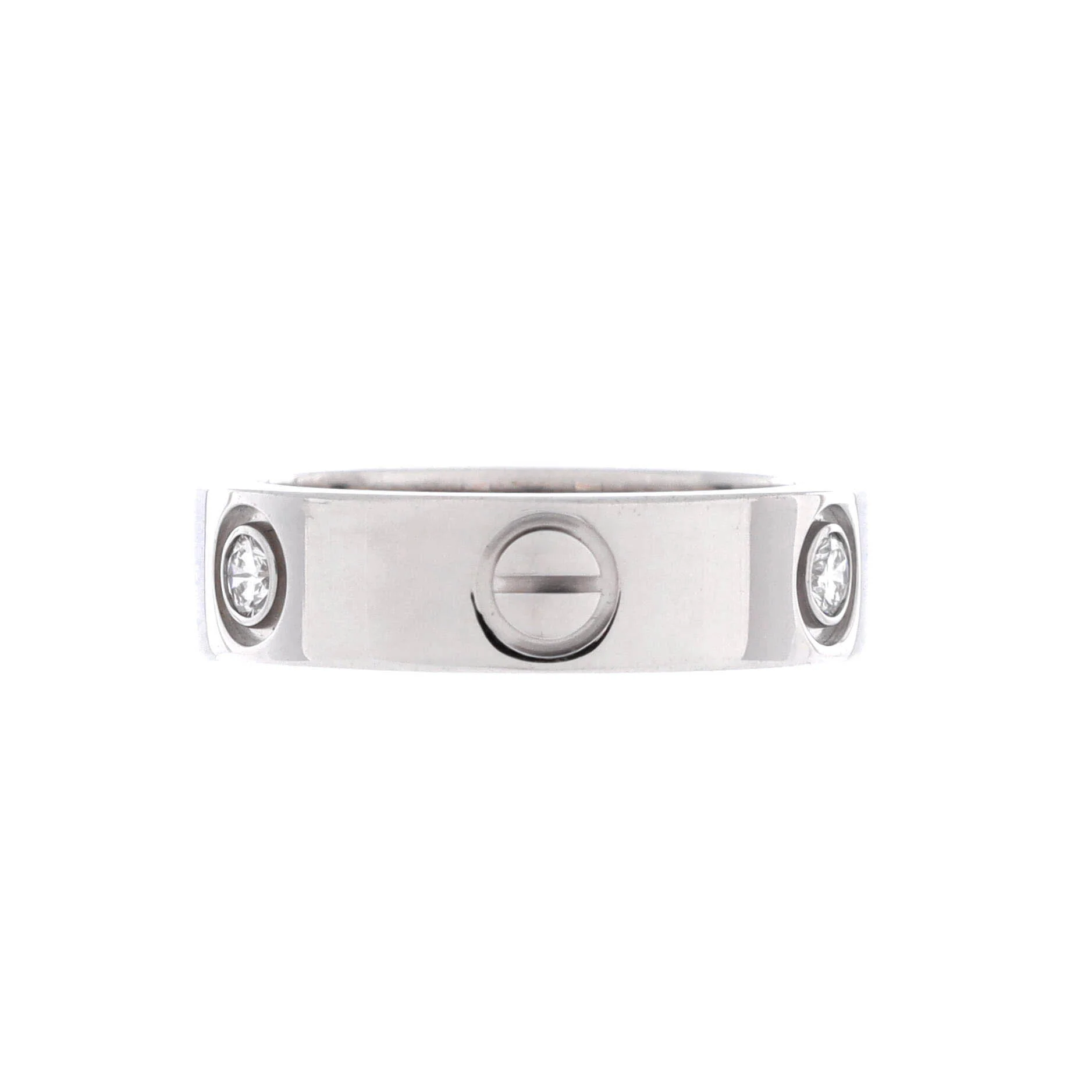 Love 3 Diamonds Band Ring 18K White Gold with Diamond - Image 2