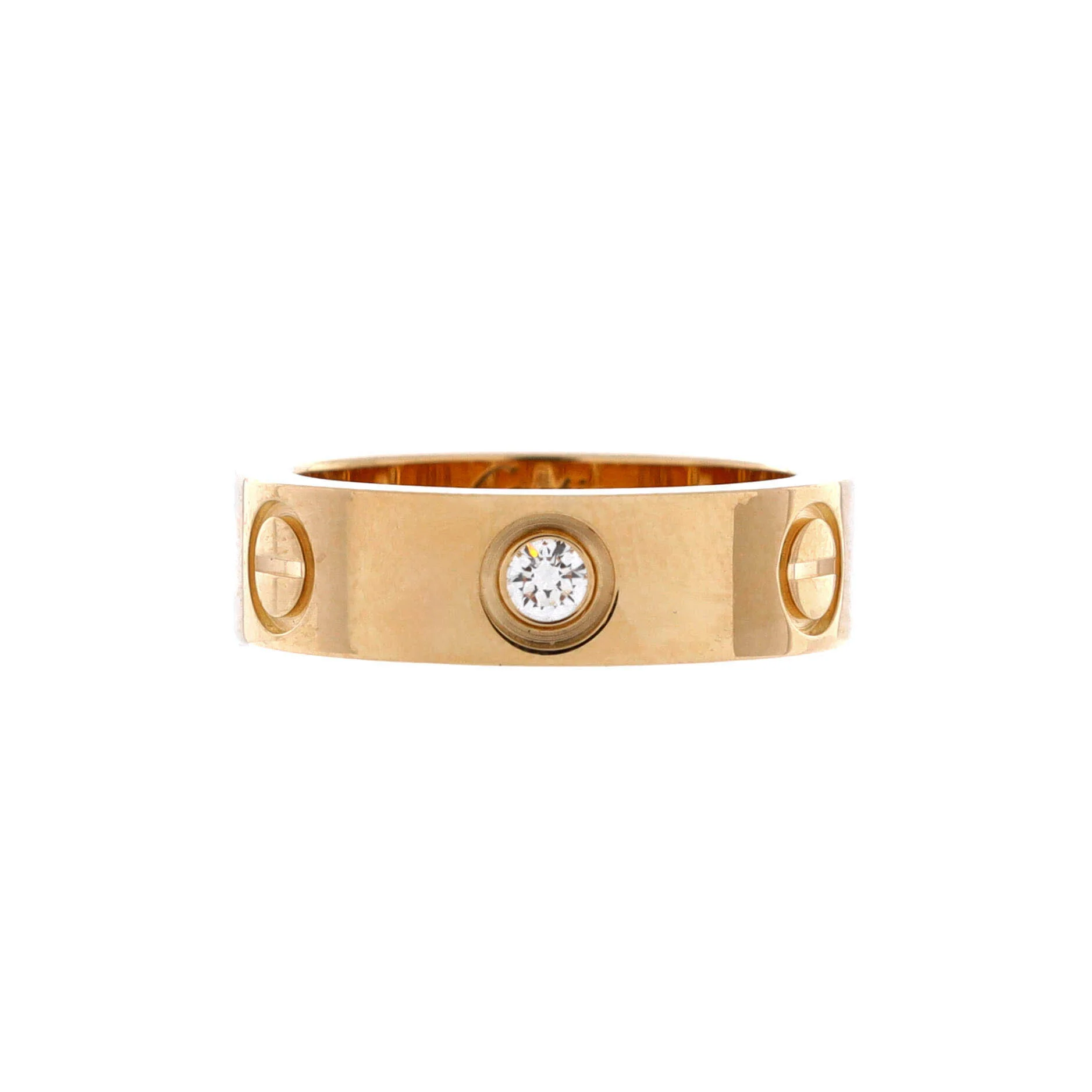 Love 3 Diamonds Band Ring 18K Yellow Gold with Diamonds