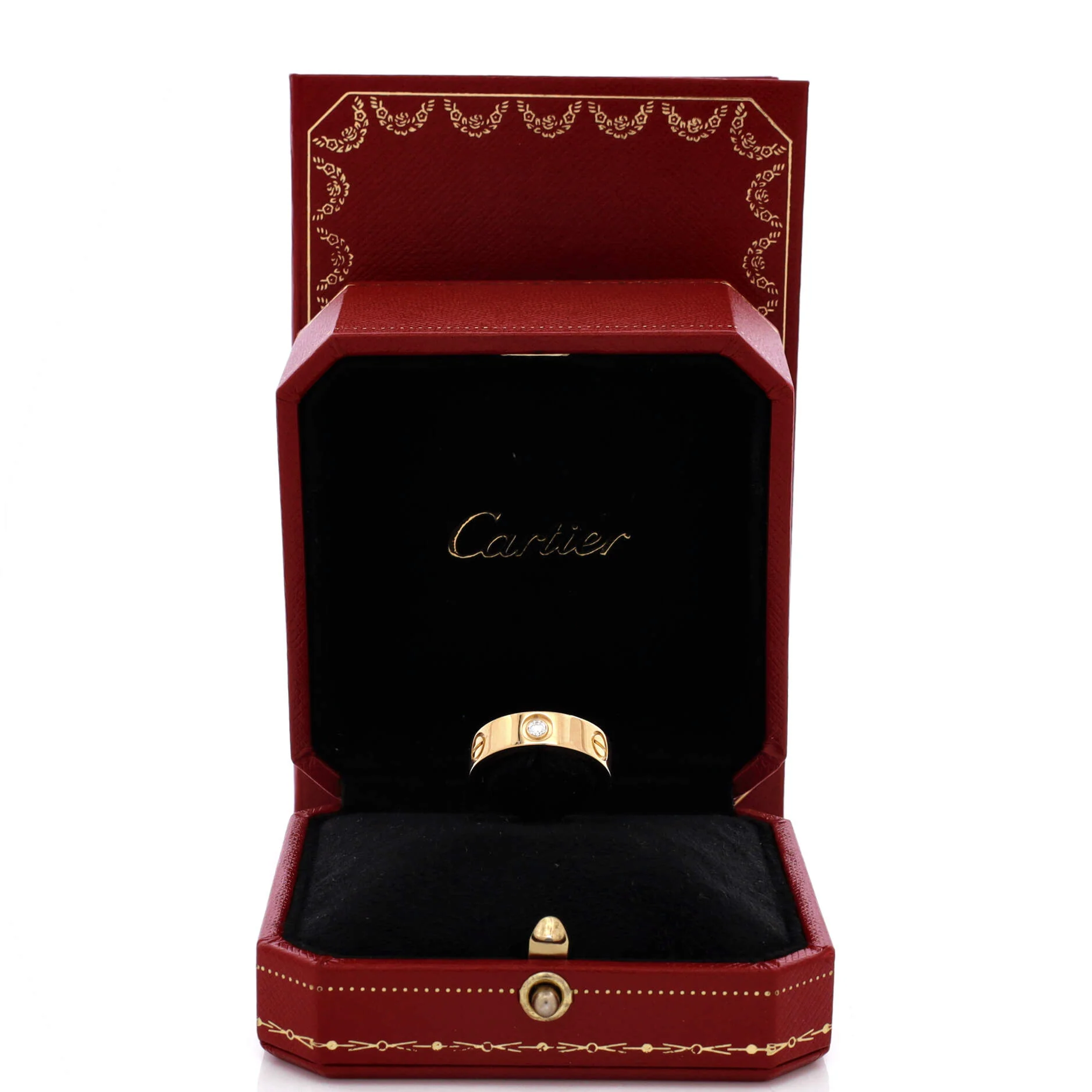 Love 3 Diamonds Band Ring 18K Yellow Gold with Diamonds - Image 2