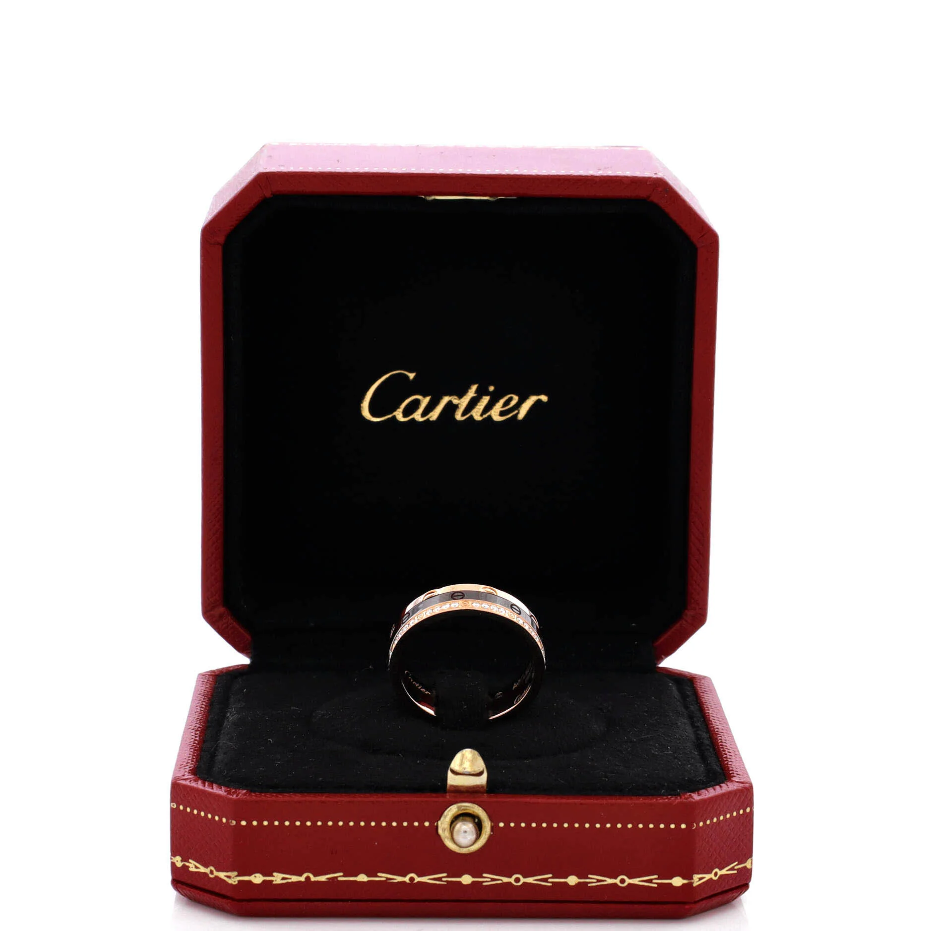 Love Band 3 Ring Set 18K Rose Gold, Diamonds and Ceramic - Image 2