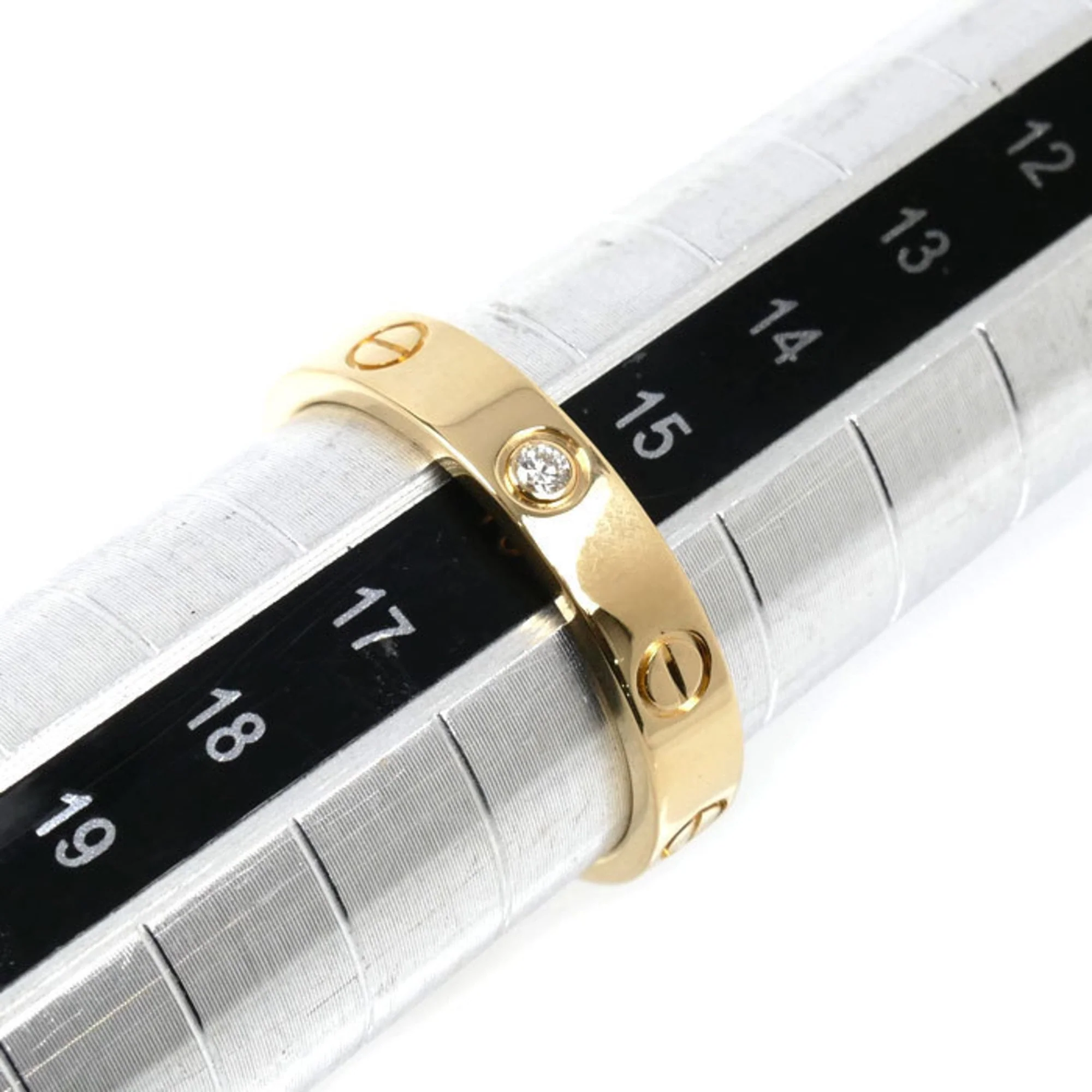 Love Ring 18K Yellow Gold Mini with Diamond - Image 6