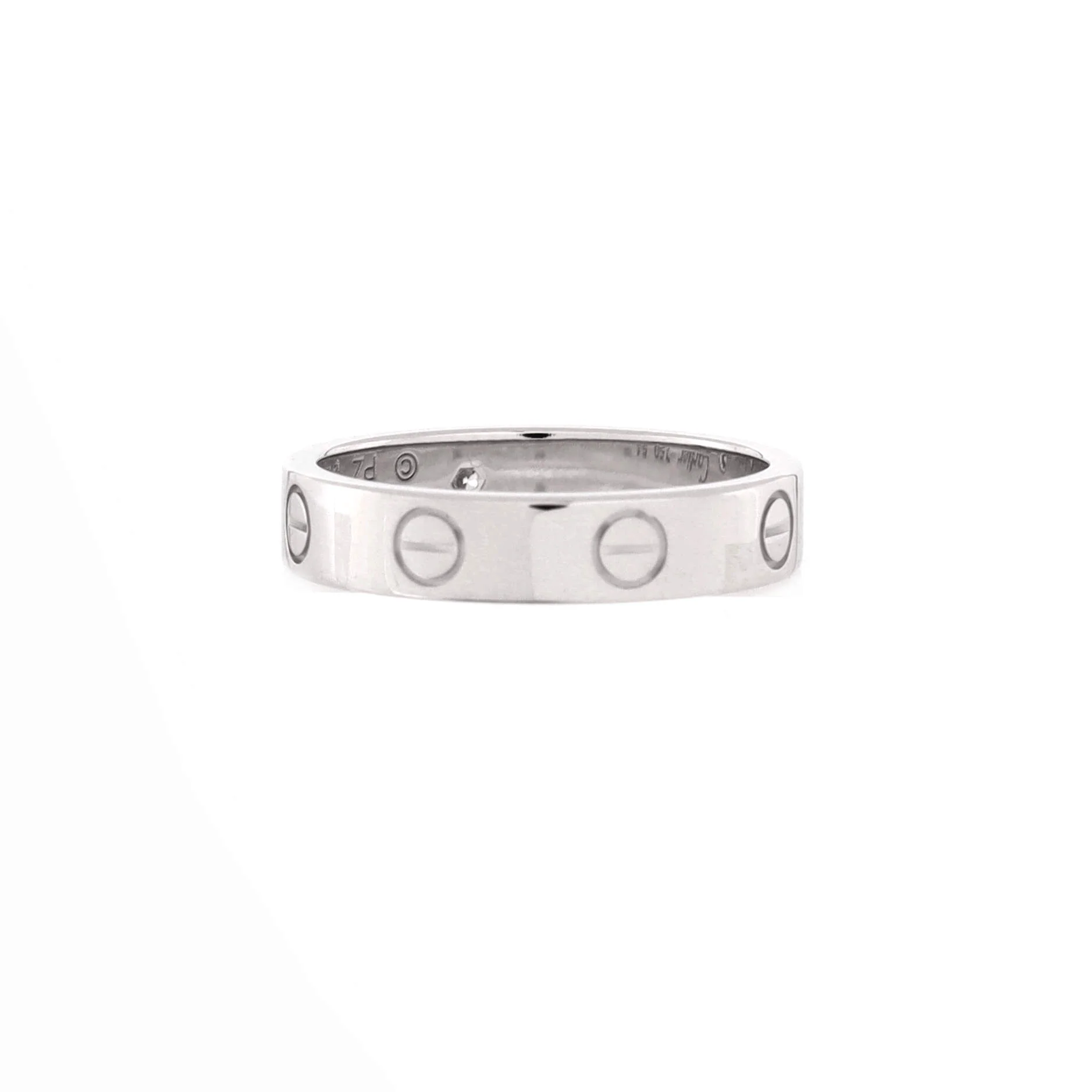 Love Wedding Band 1 Diamond Ring 18K White Gold with Diamond - Image 3