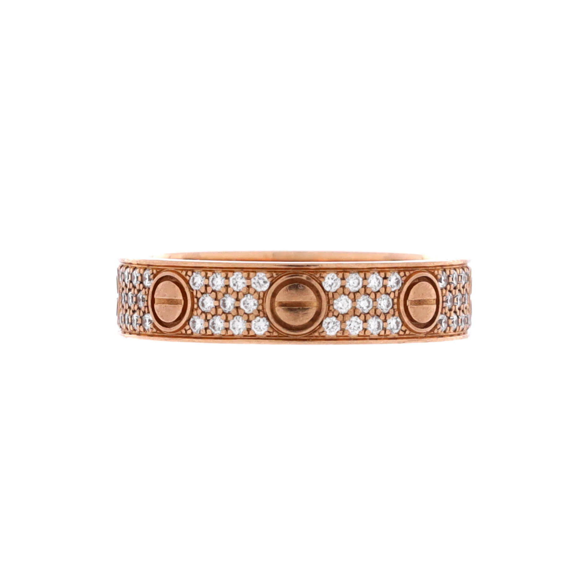 Love Wedding Band Pave Diamonds Ring 18K Rose Gold and Diamonds