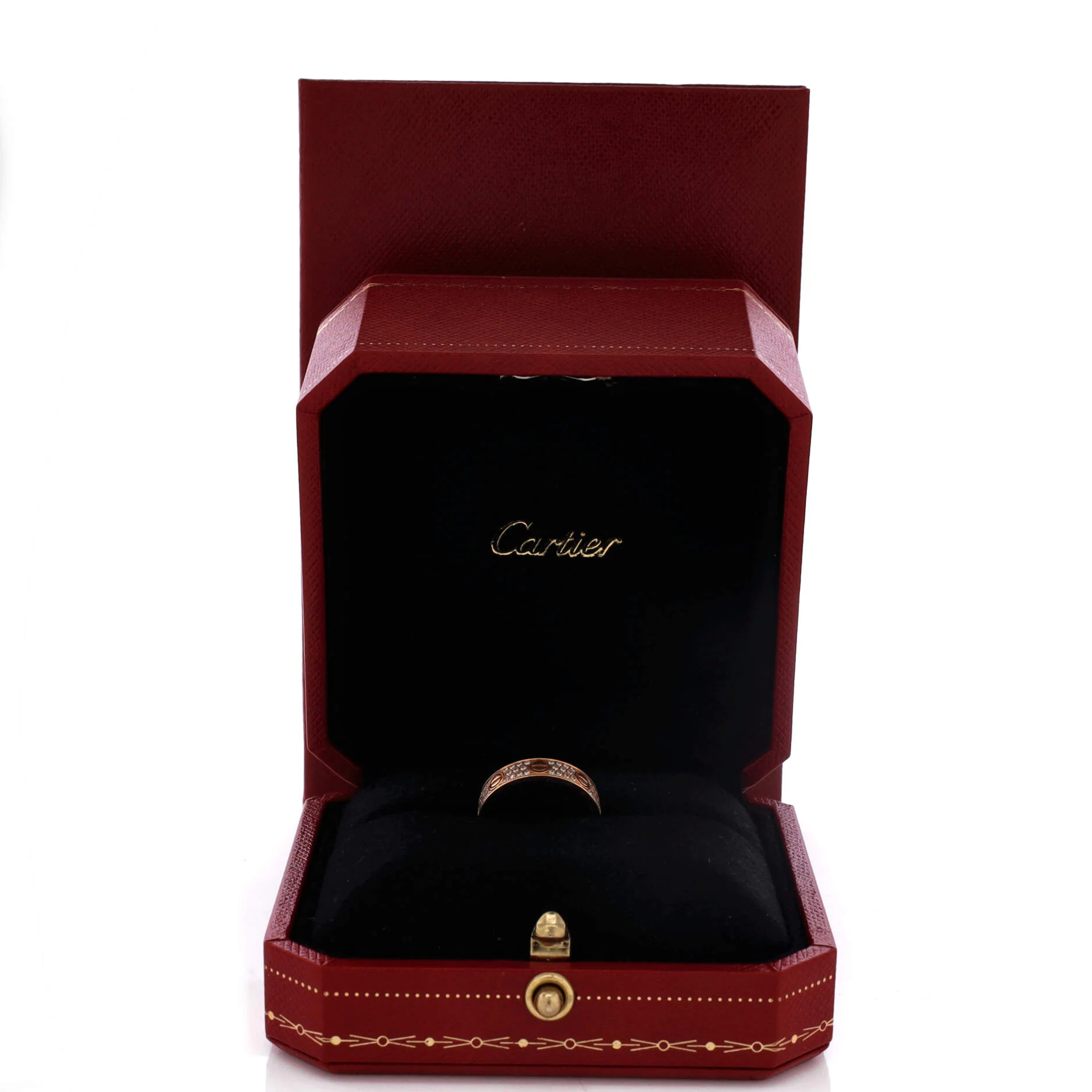 Love Wedding Band Pave Diamonds Ring 18K Rose Gold and Diamonds - Image 2