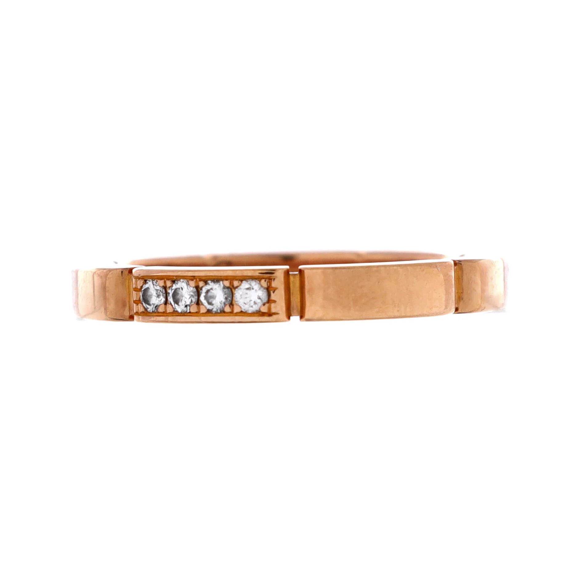 Maillon Panthere Band Ring 18K Rose Gold with 4 Diamonds - Image 3