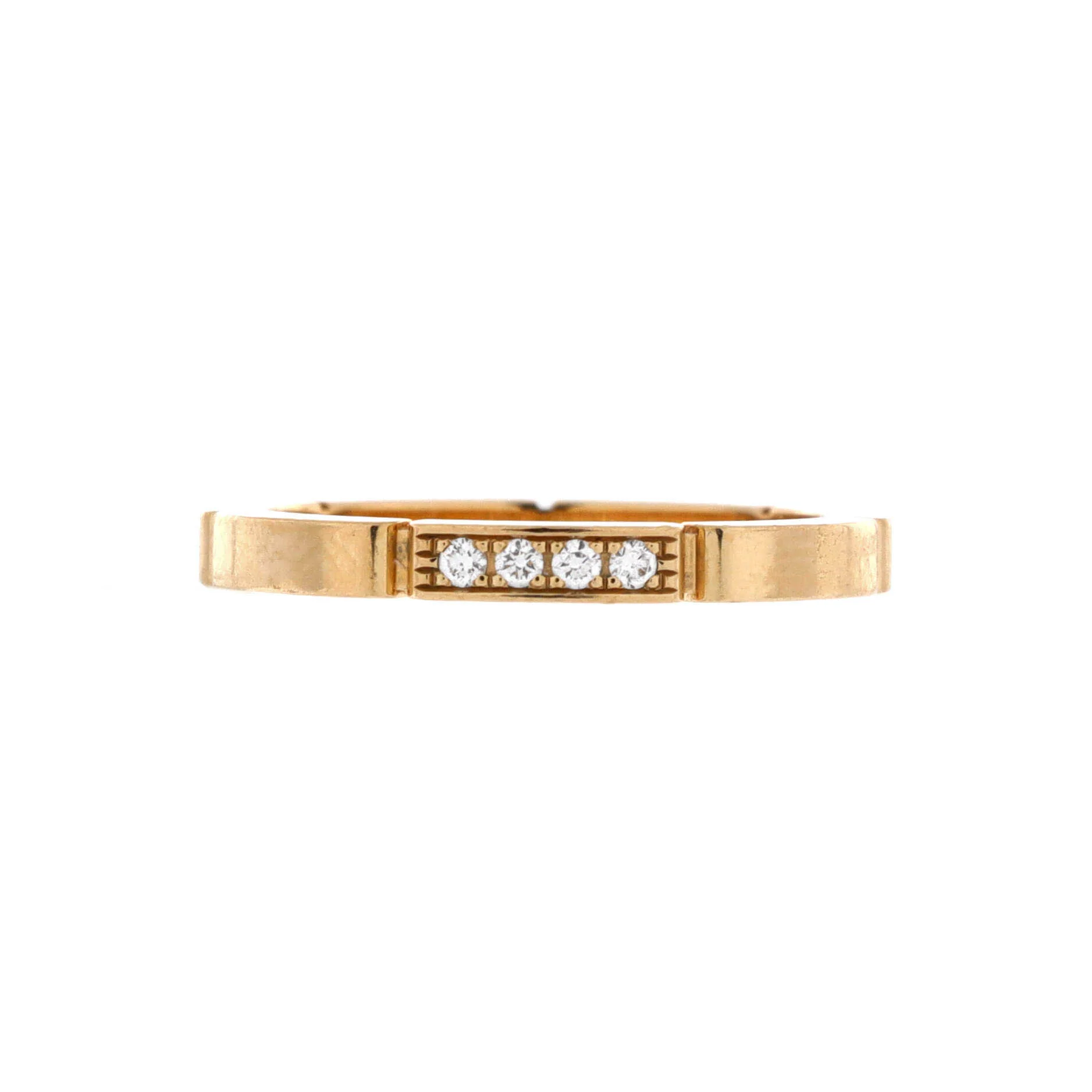 Maillon Panthere Band Ring 18K Yellow Gold with 4 Diamonds