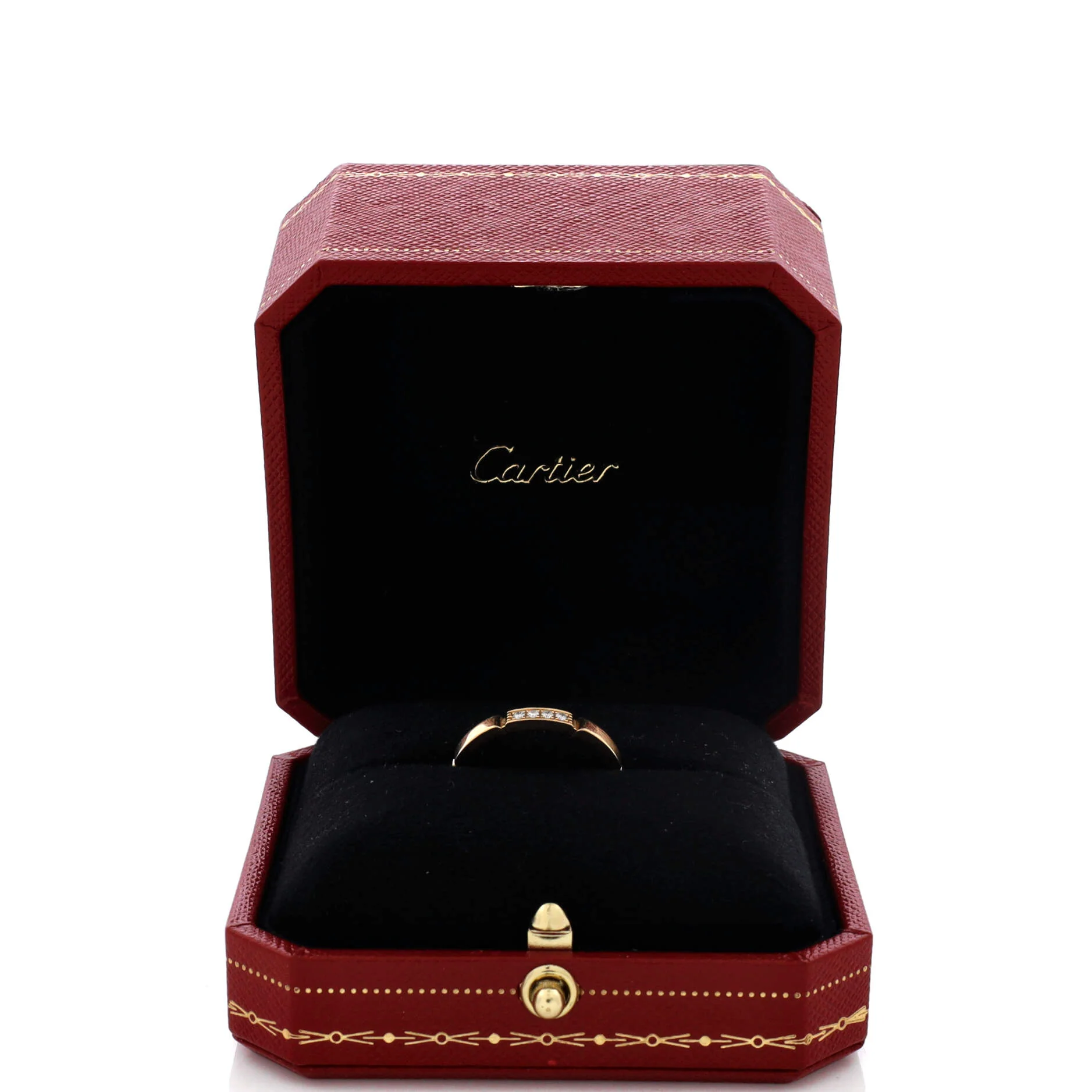 Maillon Panthere Band Ring 18K Yellow Gold with 4 Diamonds - Image 2