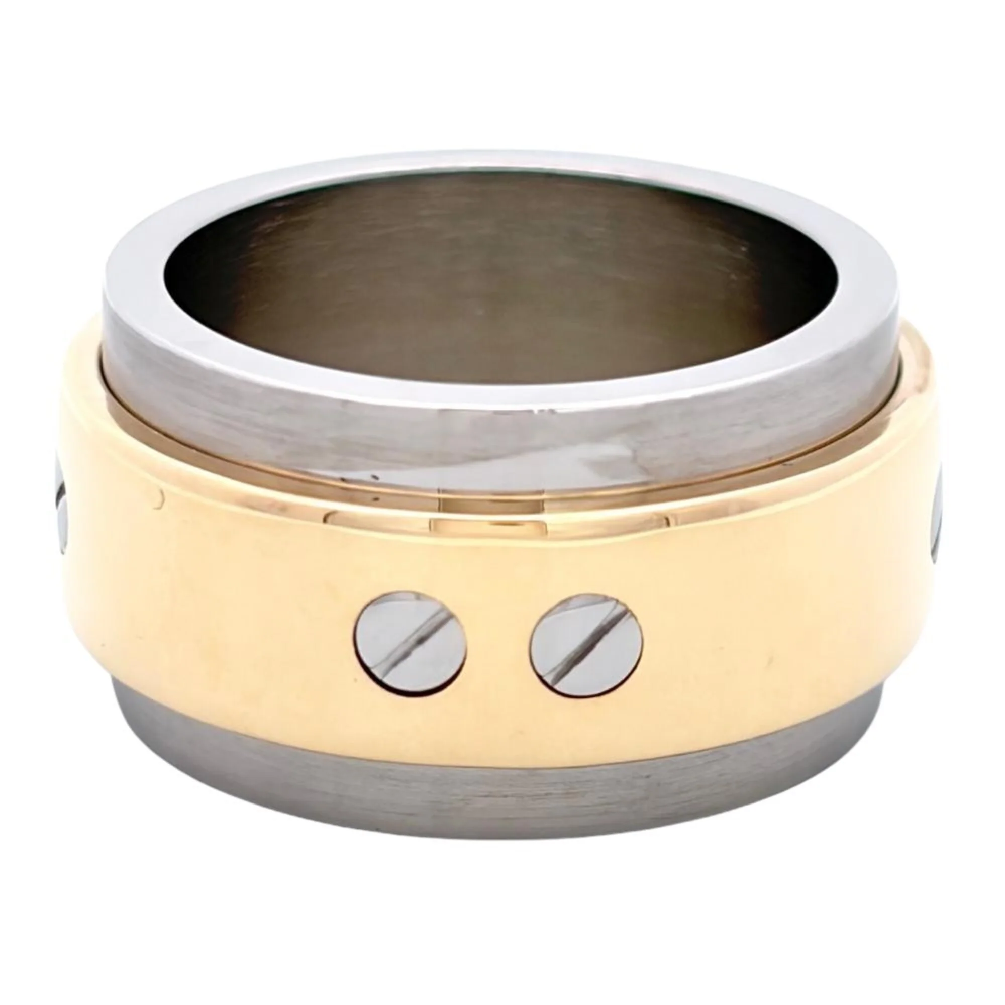 Santos 100 Ring Stainless Steel and 18K Yellow Gold - Image 4