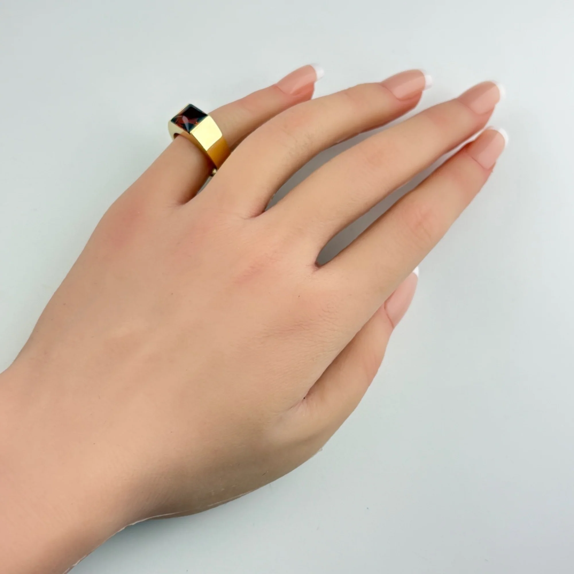 Tank Ring 18K Yellow Gold with Citrine - Image 5