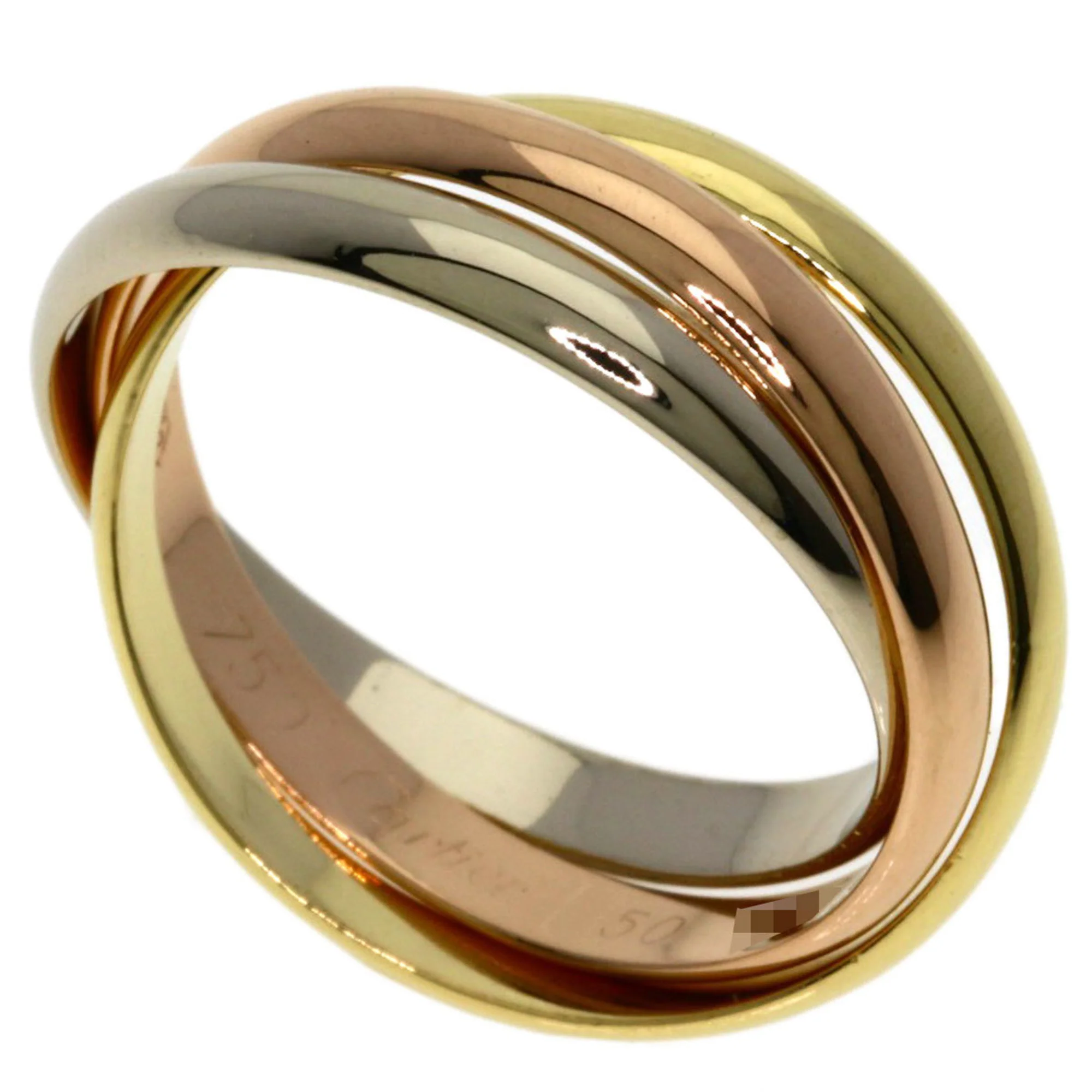 Vendome Louis Cartier Band Ring 18K Tricolor Gold