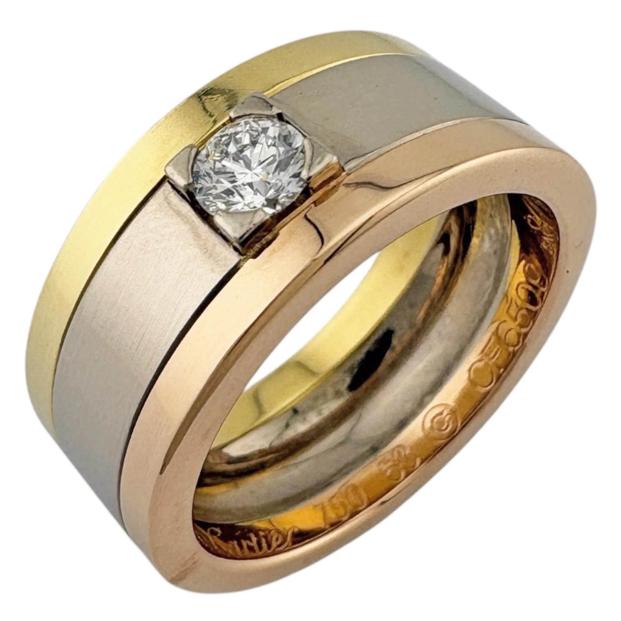 Vendome Louis Cartier Band Ring 18K Tricolor Gold