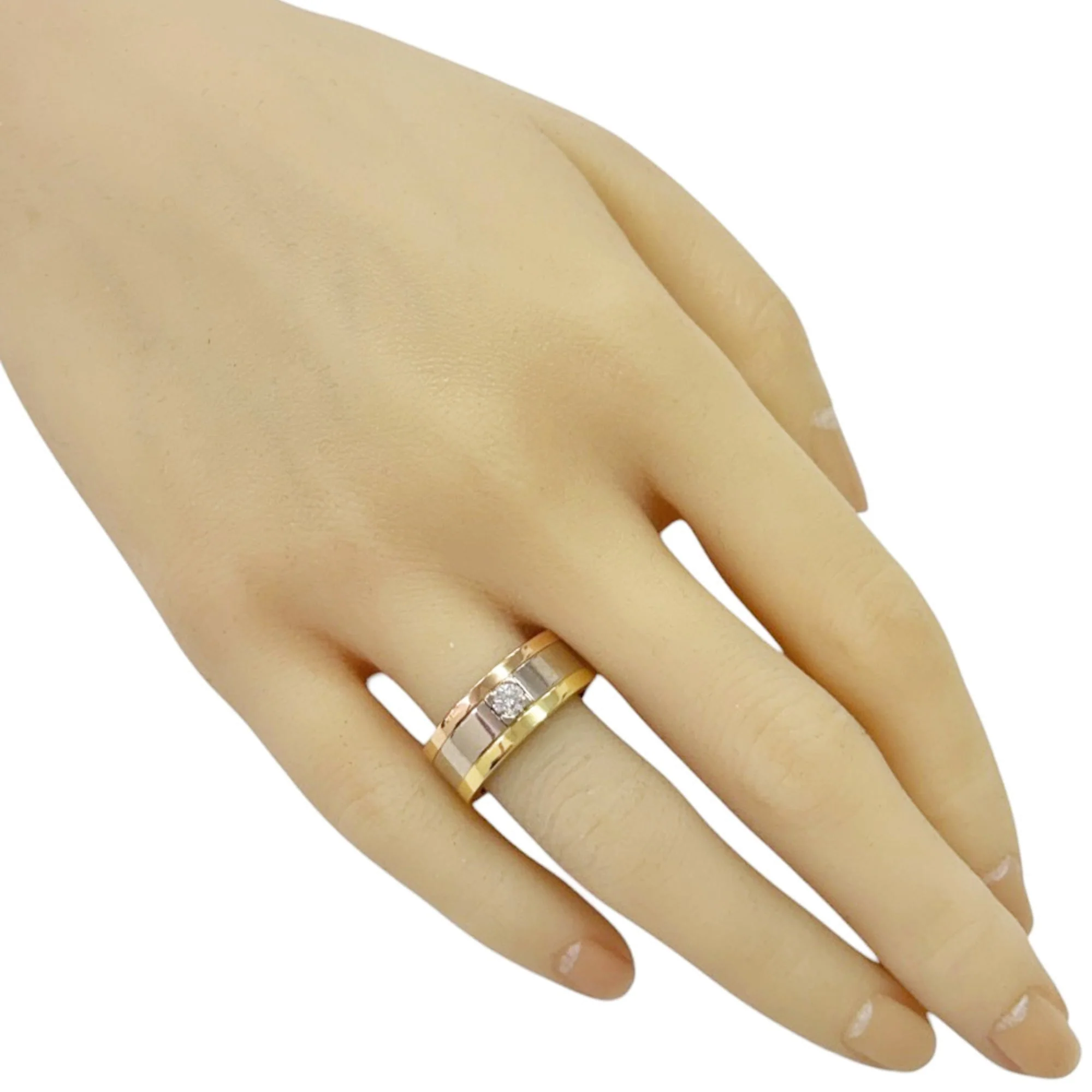 Vendome Louis Cartier Band Ring 18K Tricolor Gold - Image 2