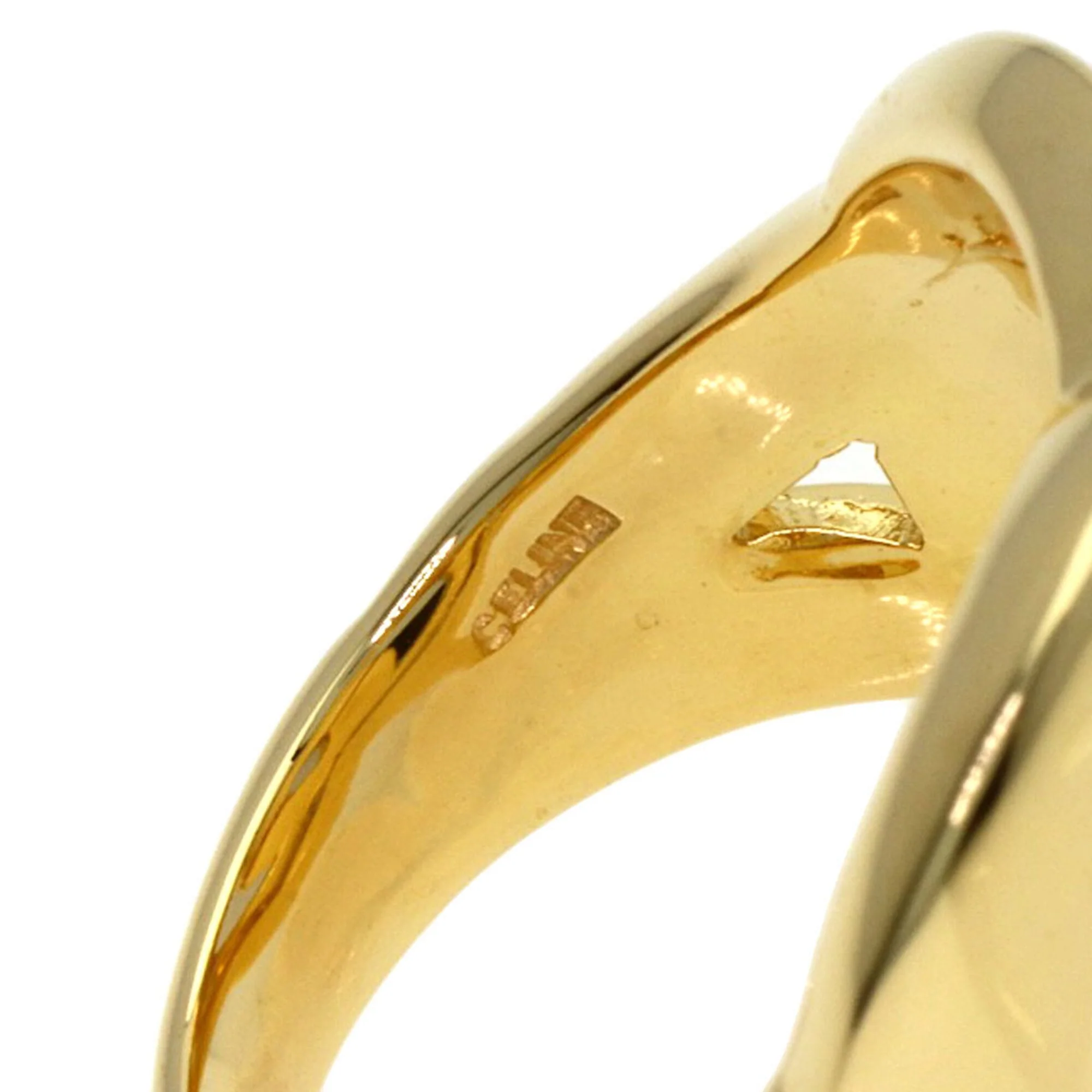 Double Circle Ring 18K Yellow Gold with Diamond - Image 6