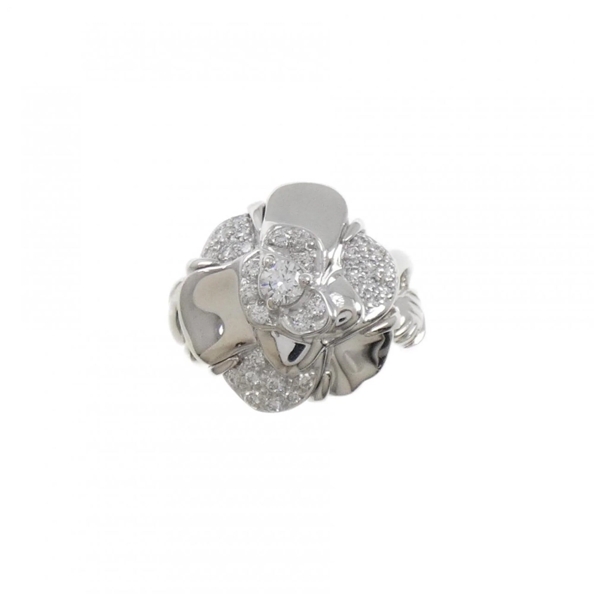 Camellia Ring 18K White Gold with Diamond - Image 2