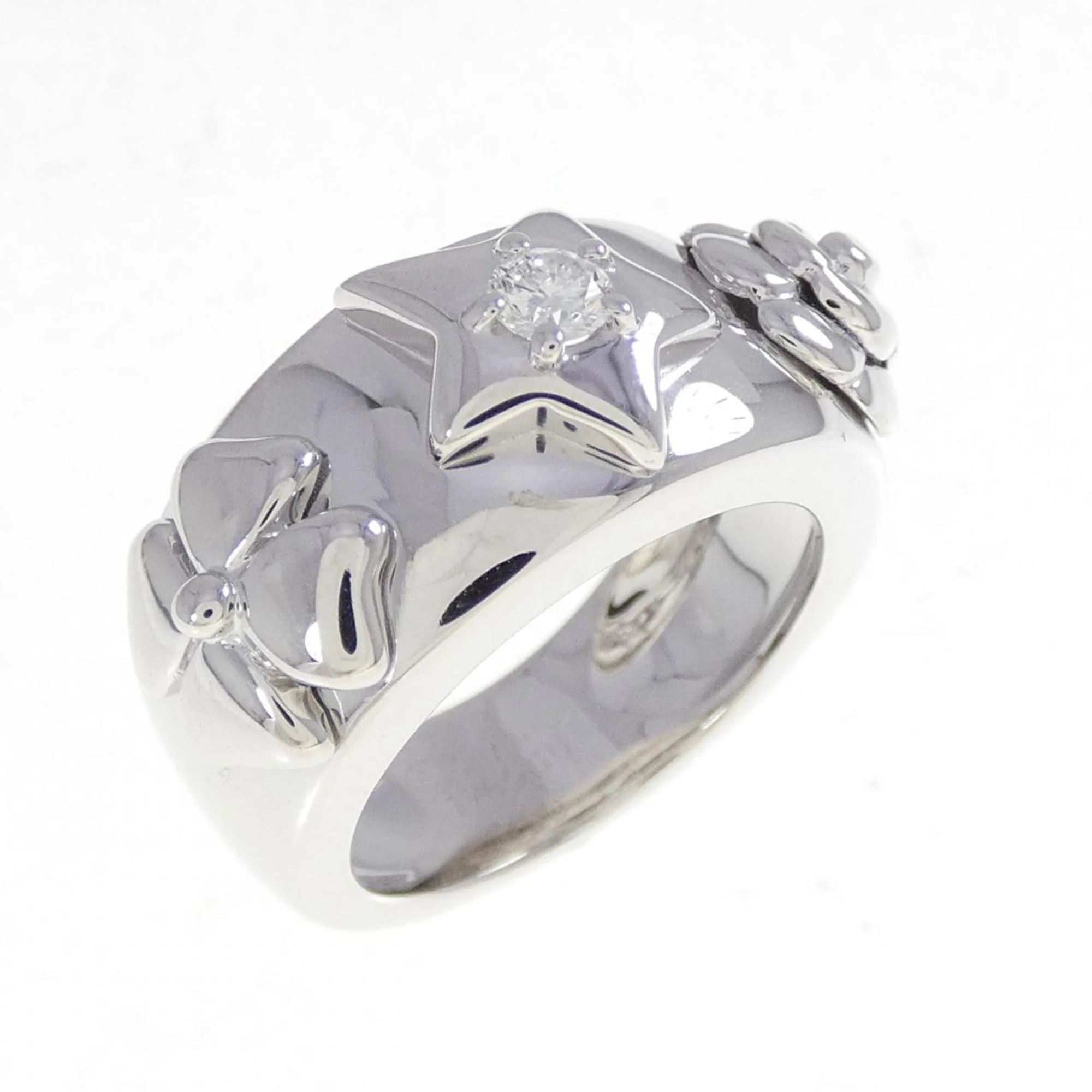 Three Symbols Ring 18K White Gold with Diamond