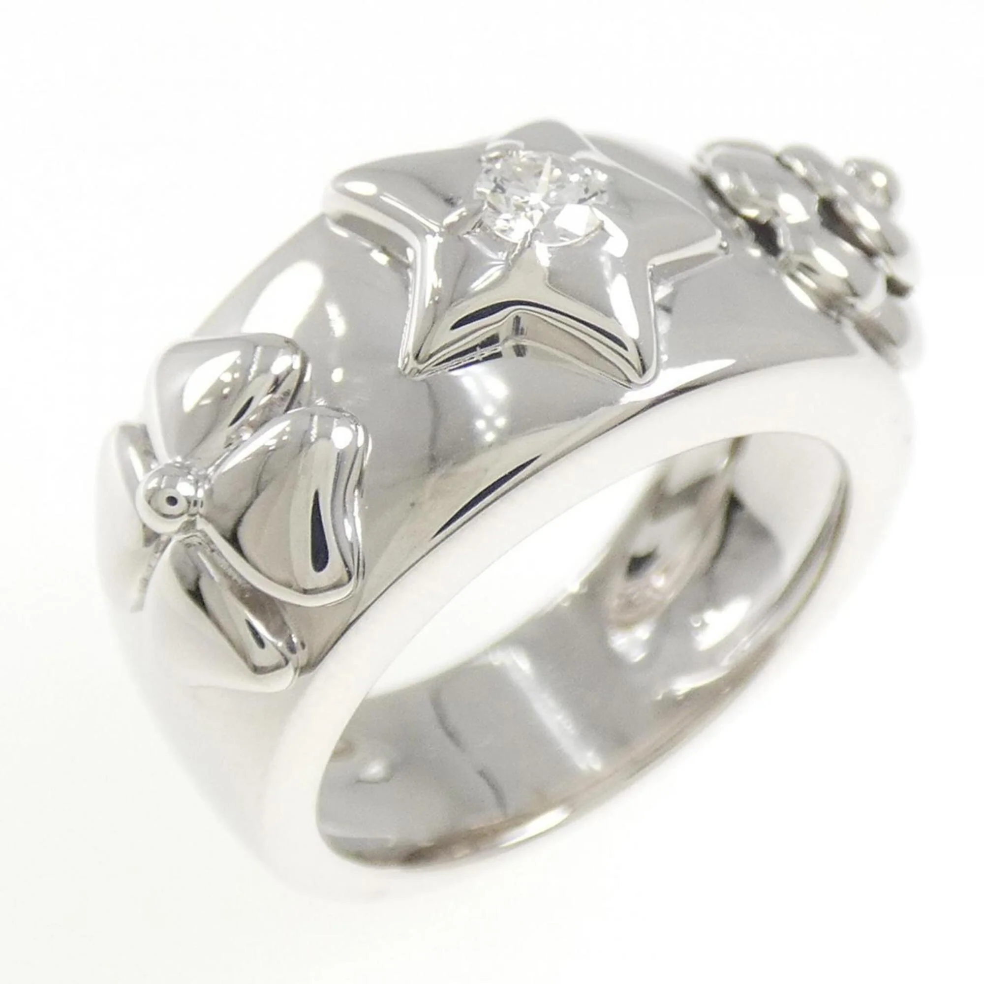 Three Symbols Ring 18K White Gold with Diamond