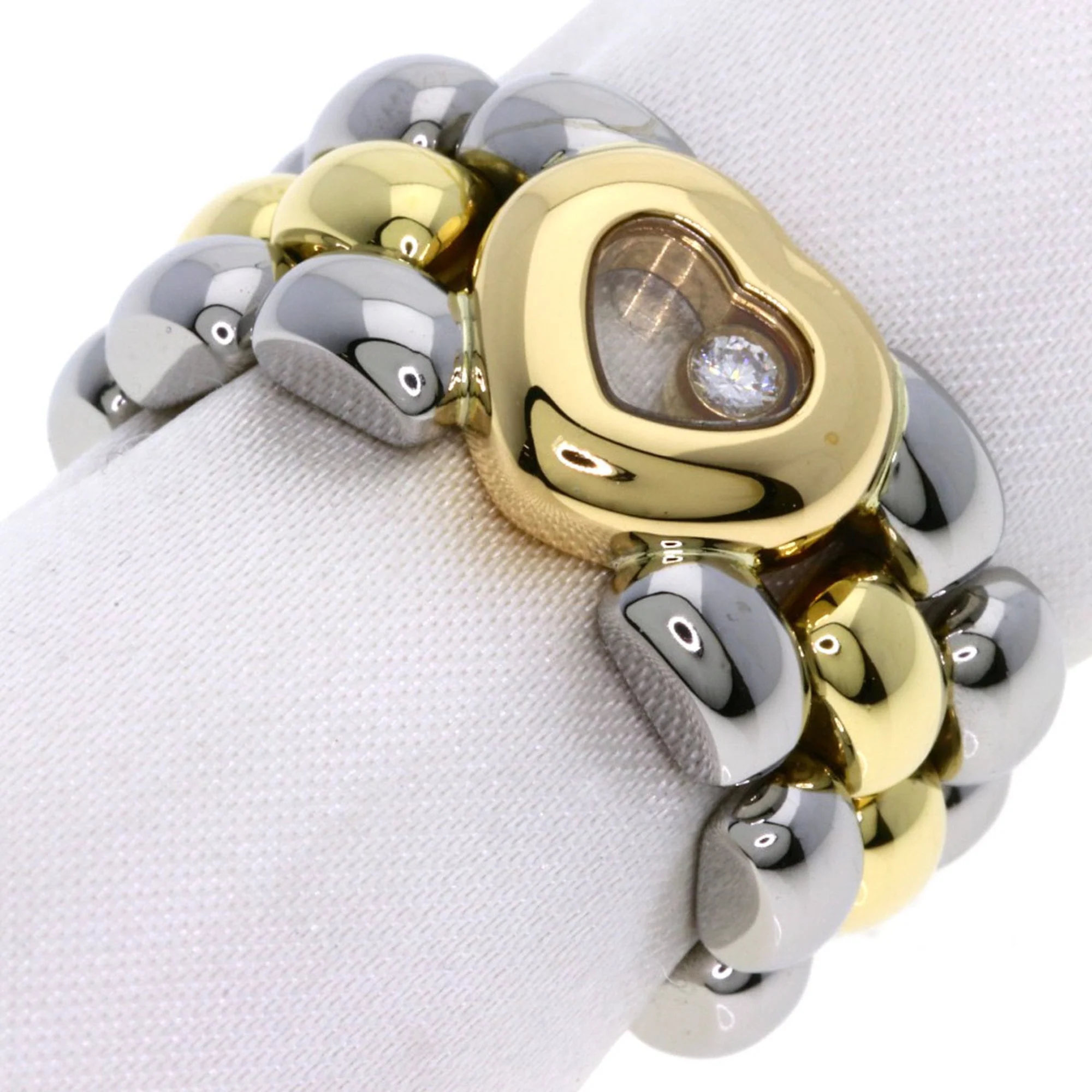 Happy Diamonds Ring Stainless Steel and 18K Yellow Gold with Diamond