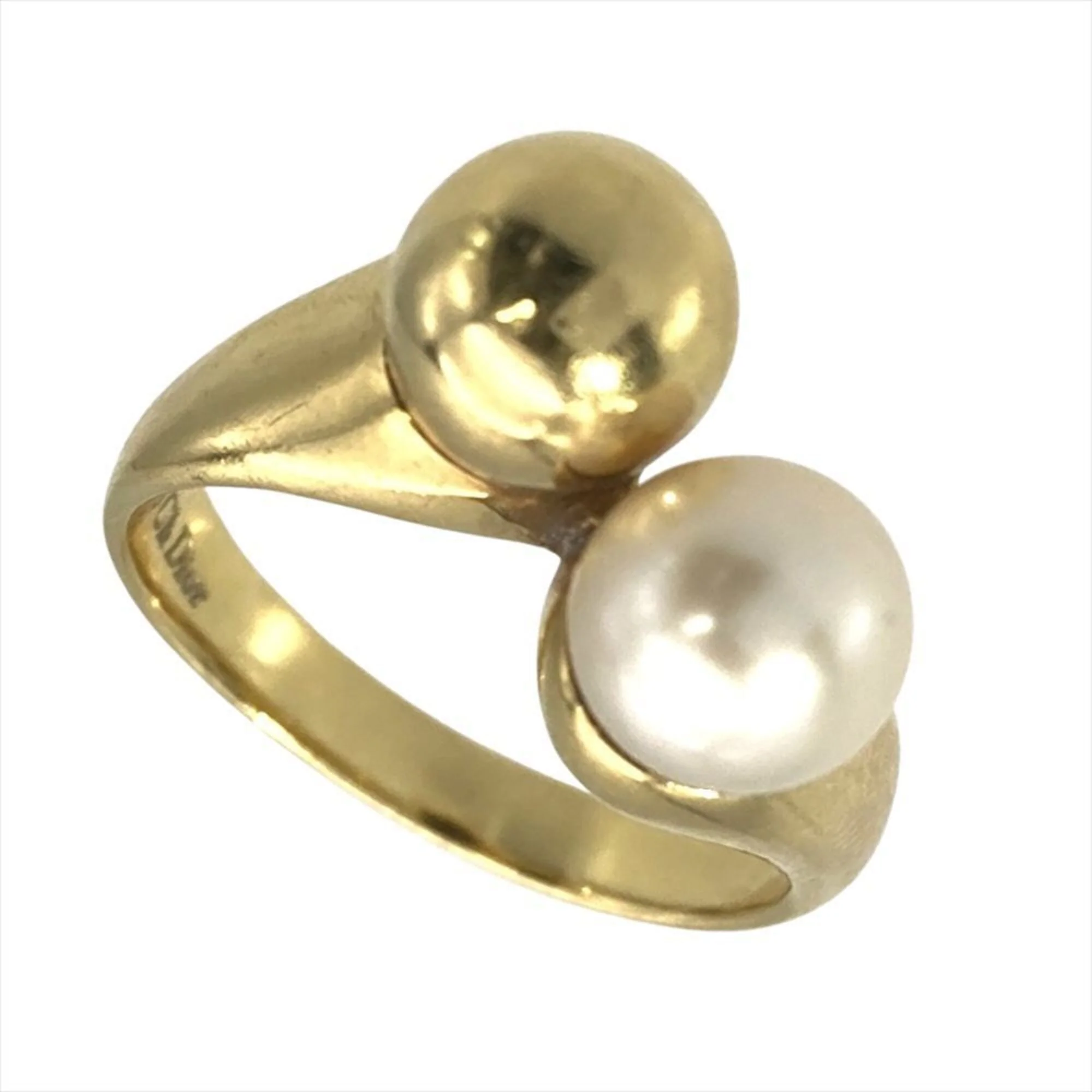 Vintage Band Ring 18K Yellow Gold with Pearl