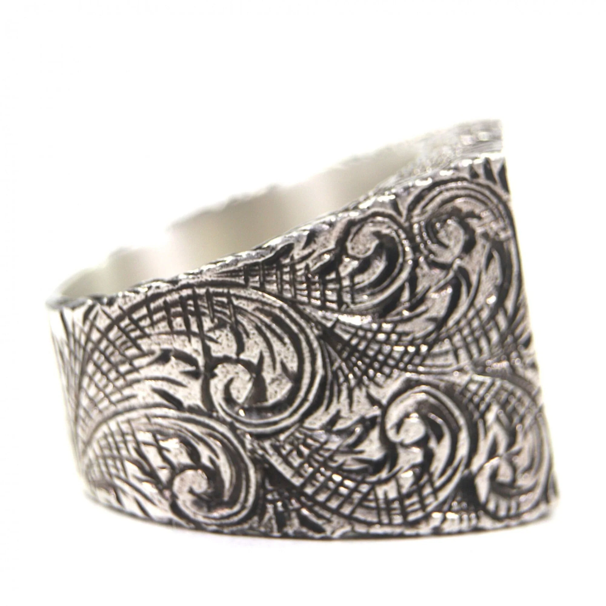 Arabesque Alphabet W Letter Band Ring Sterling Silver - Image 5