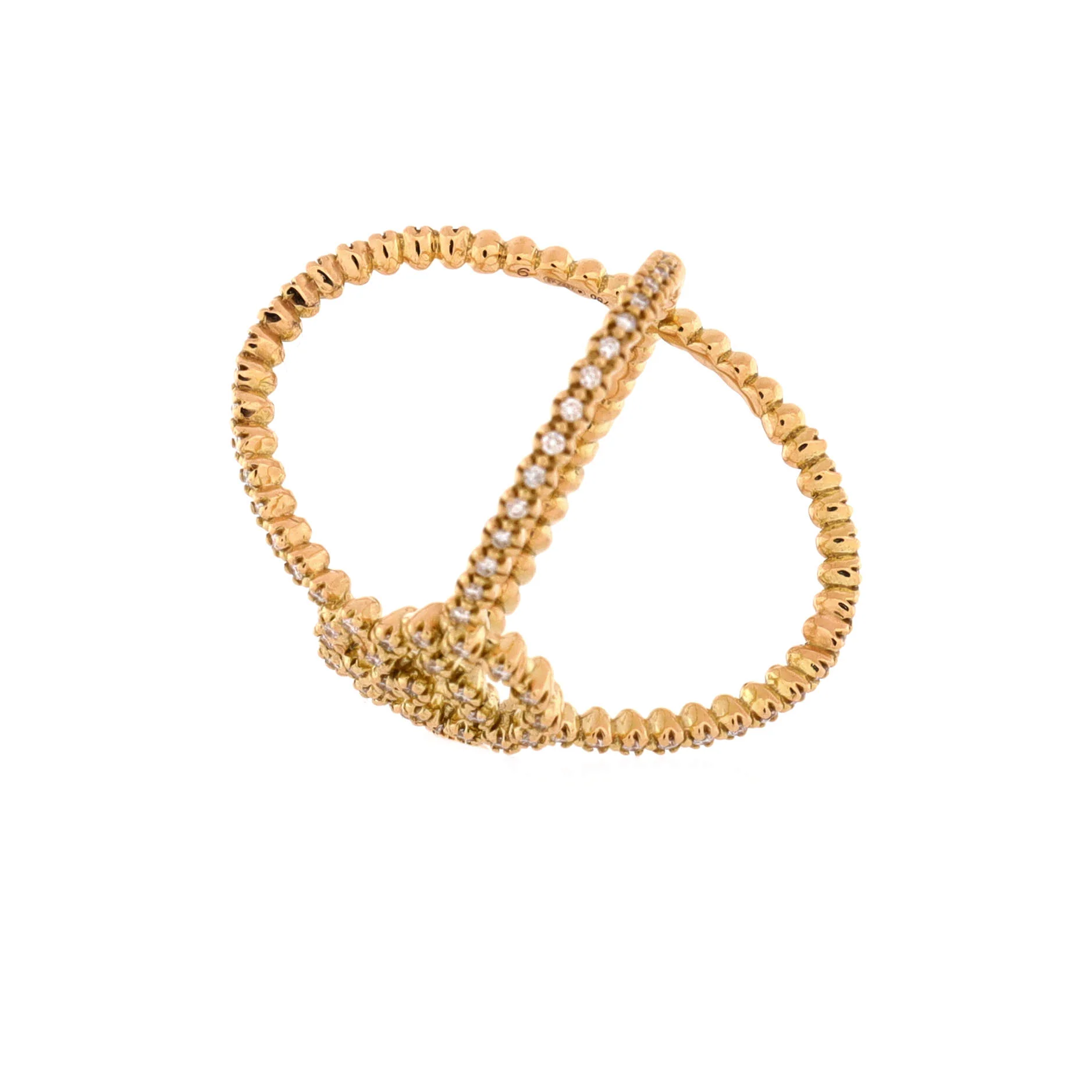 GG Running Cross Ring 18K Yellow Gold and Pave Diamonds - Image 3