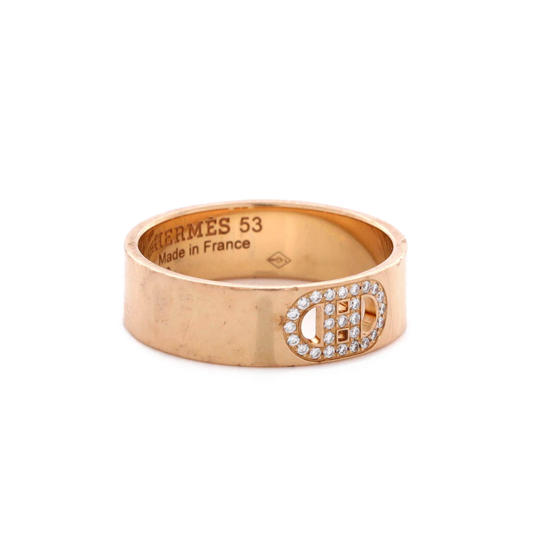 H d'Ancre Ring 18K Rose Gold and Diamonds Small - Image 2