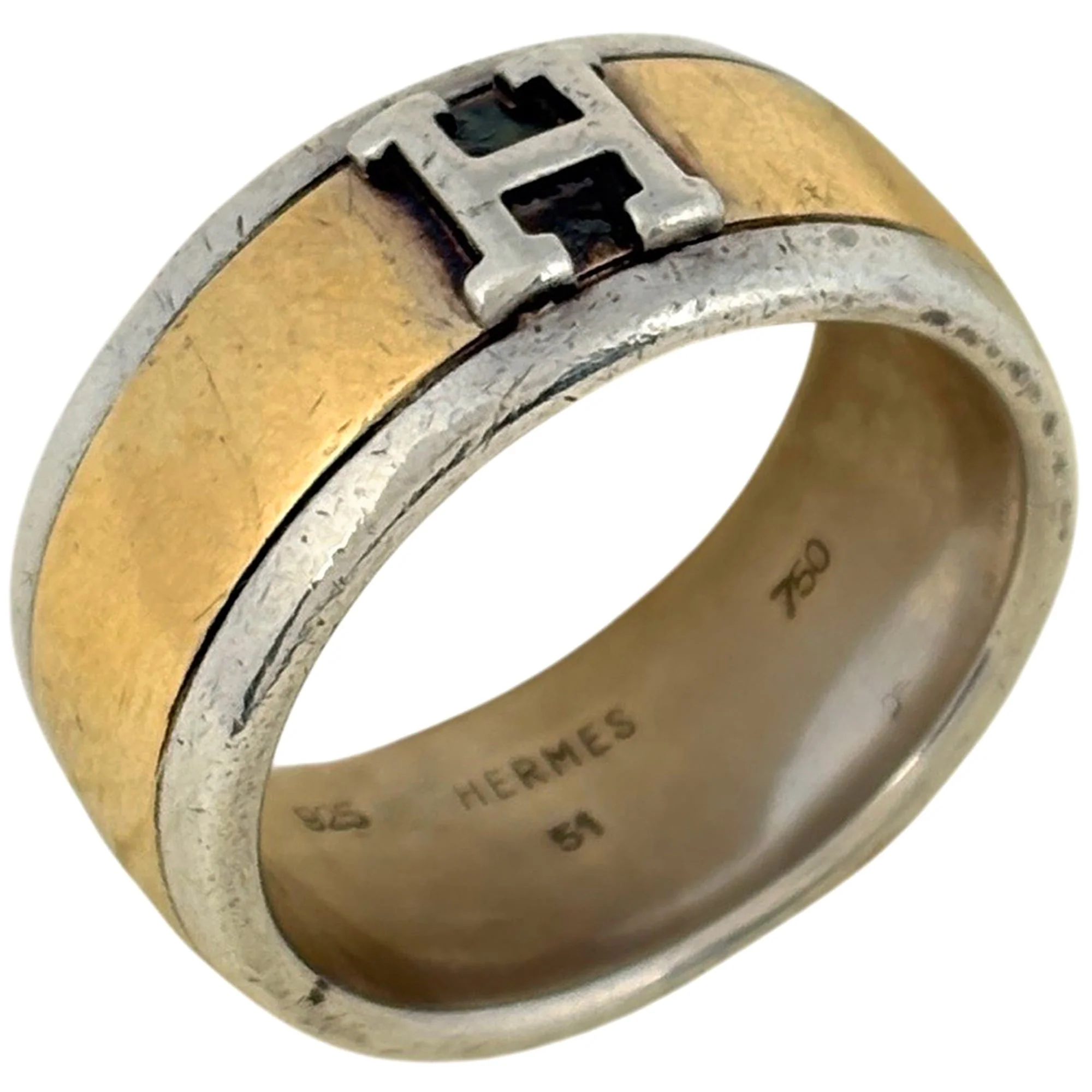 H Ring Sterling Silver and Gold