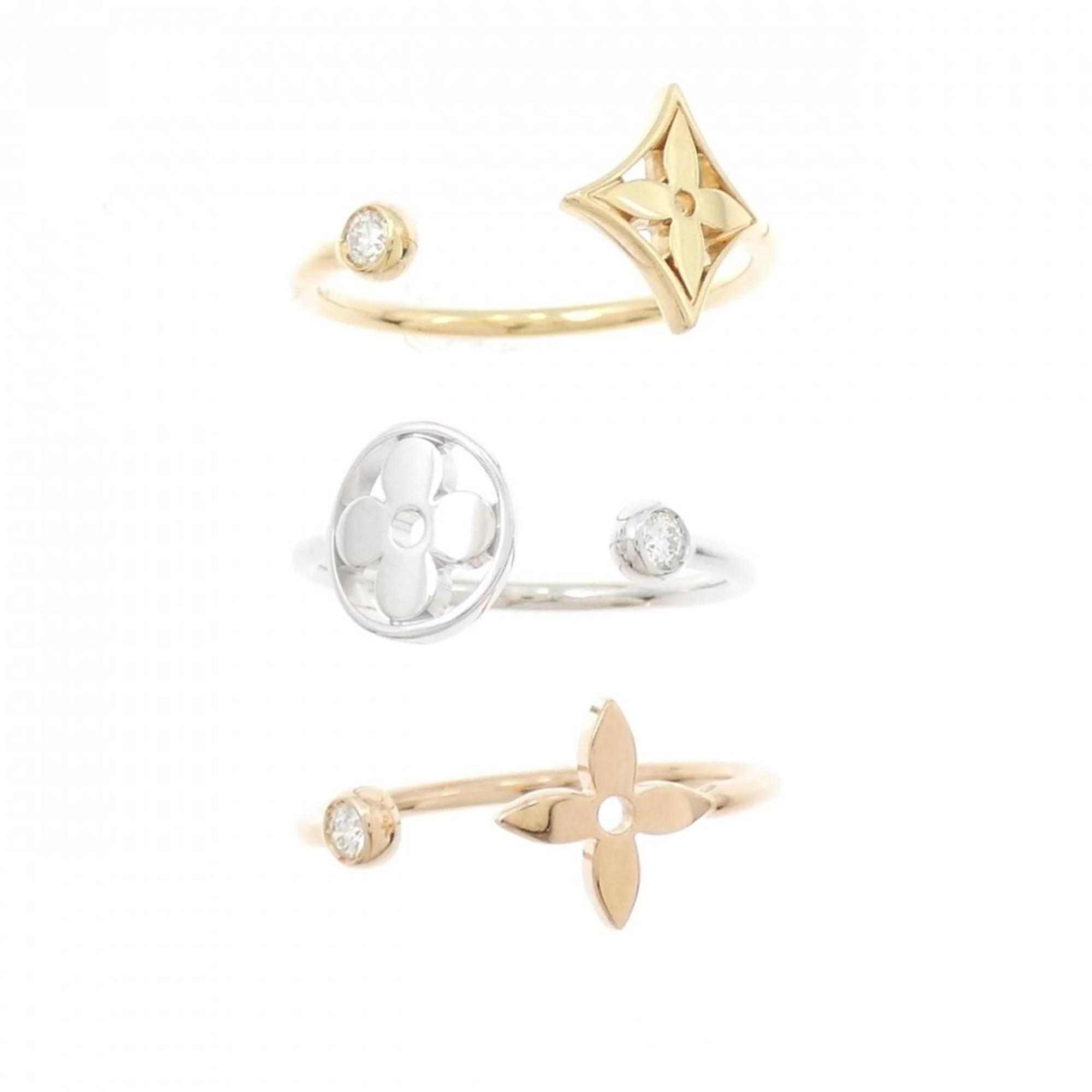 Berg Monogram Idylle Band Ring with Diamond 18K Tricolor Gold - Image 2