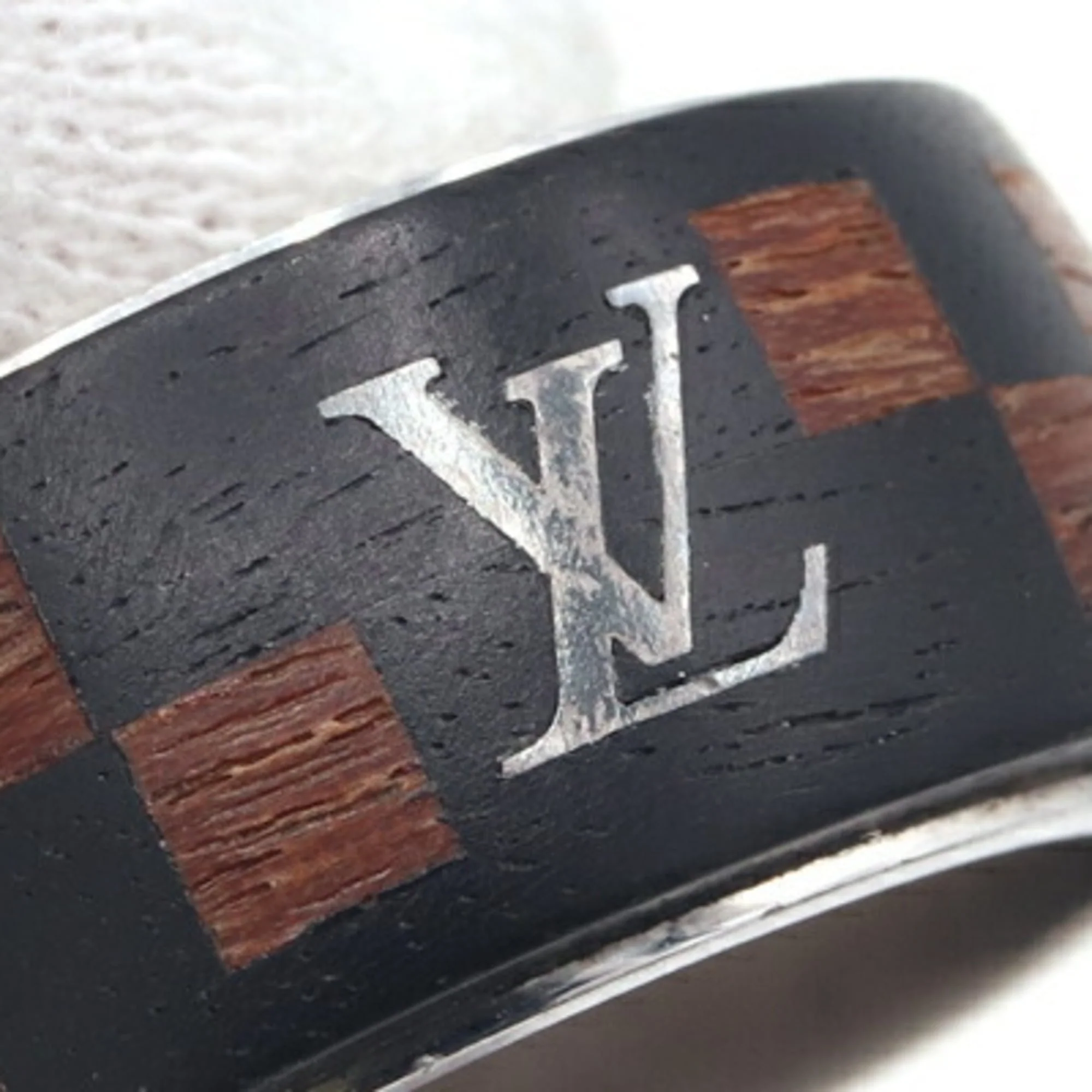 Damier Wood Band Ring Metal and Wood - Image 4