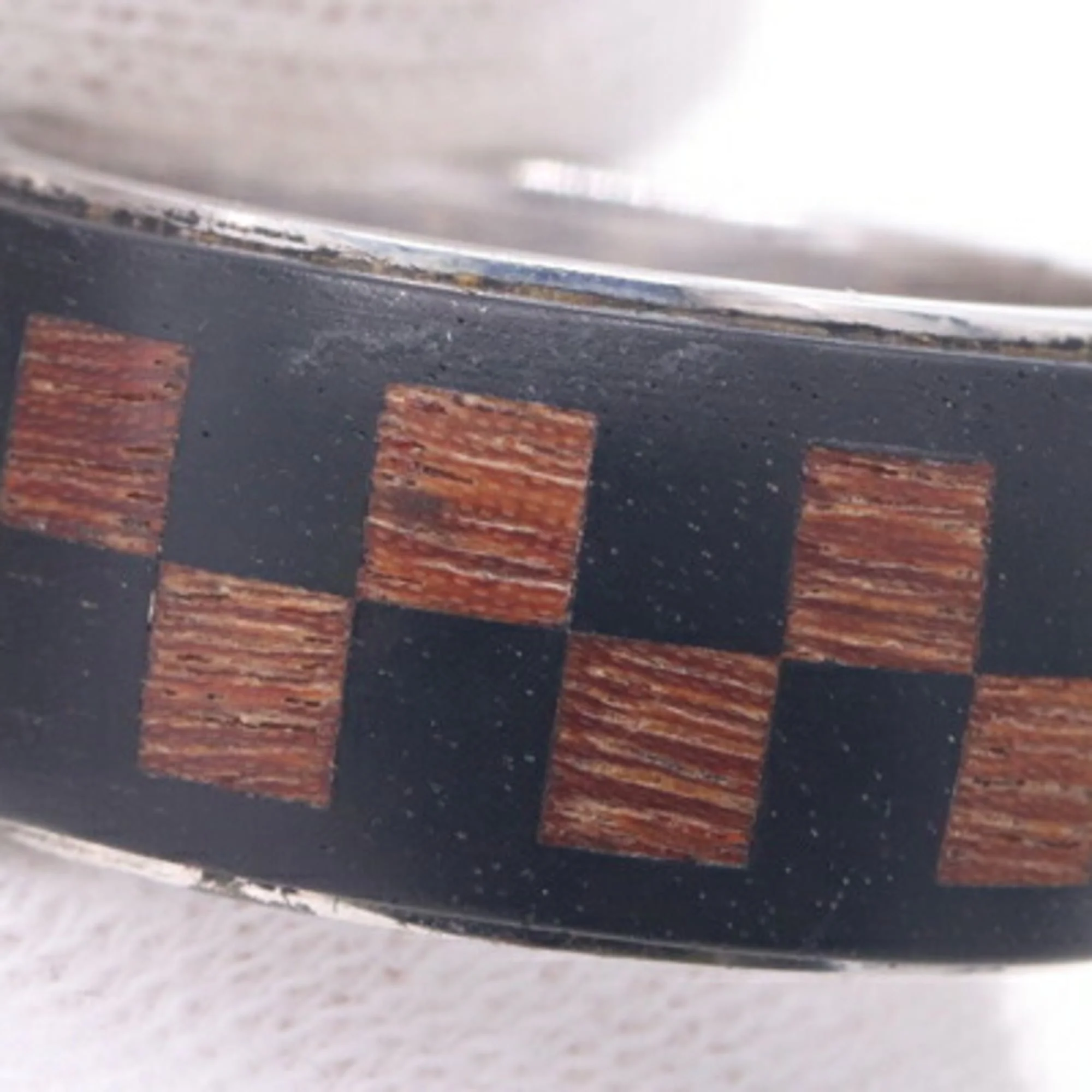 Damier Wood Band Ring Metal and Wood - Image 5
