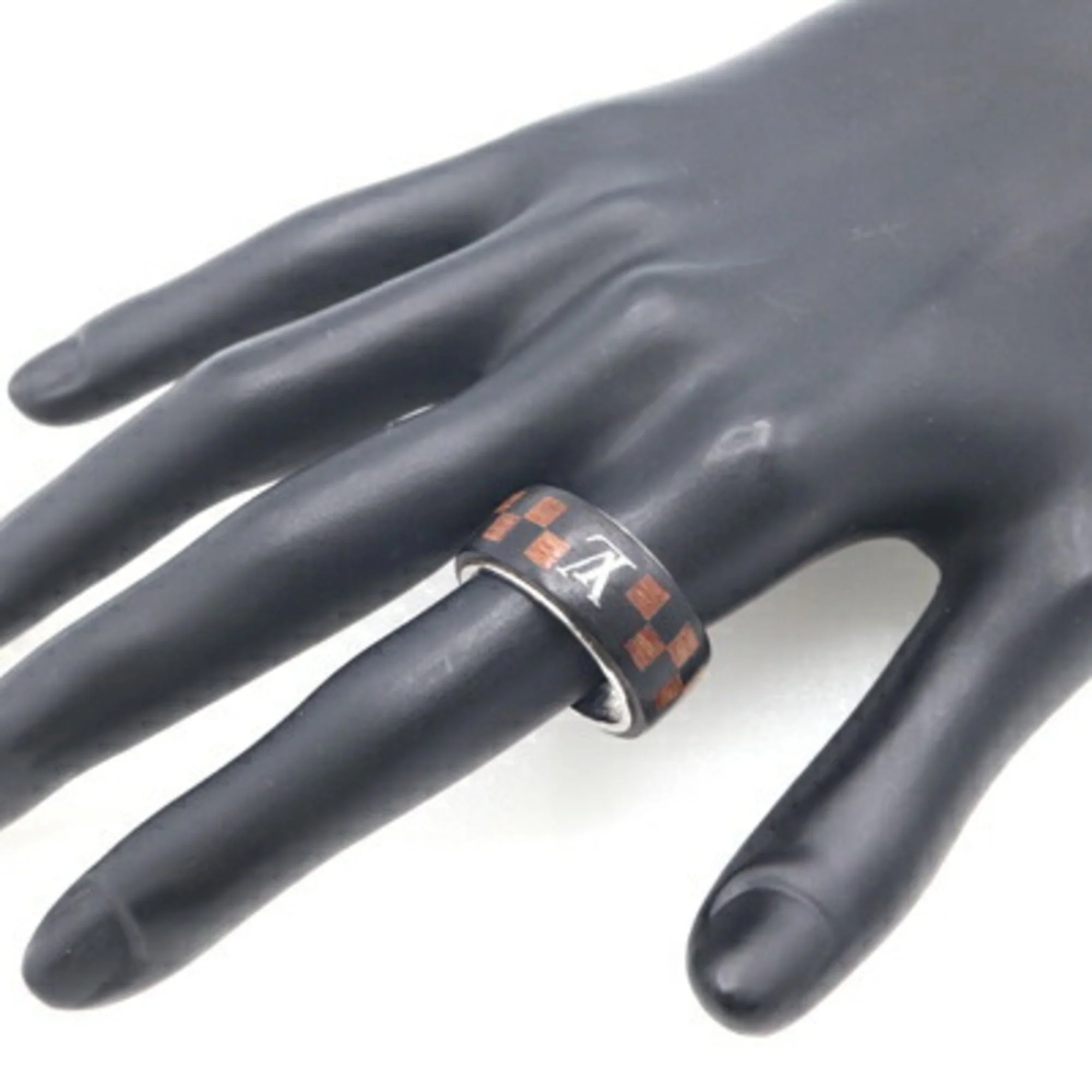 Damier Wood Band Ring Metal and Wood - Image 8
