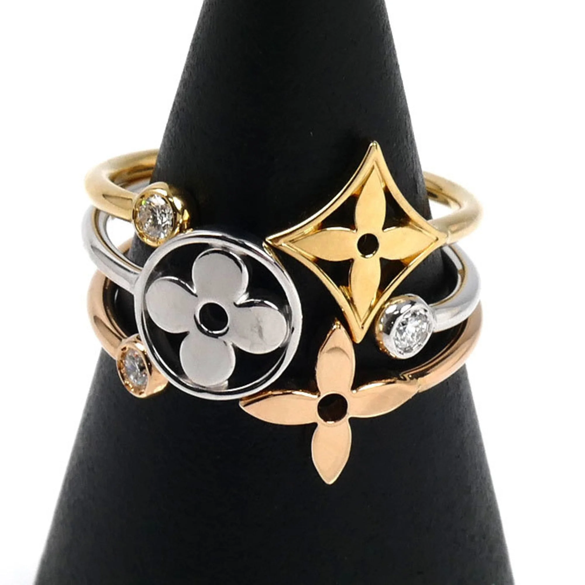 Ring with Diamond 18K Tricolor Gold